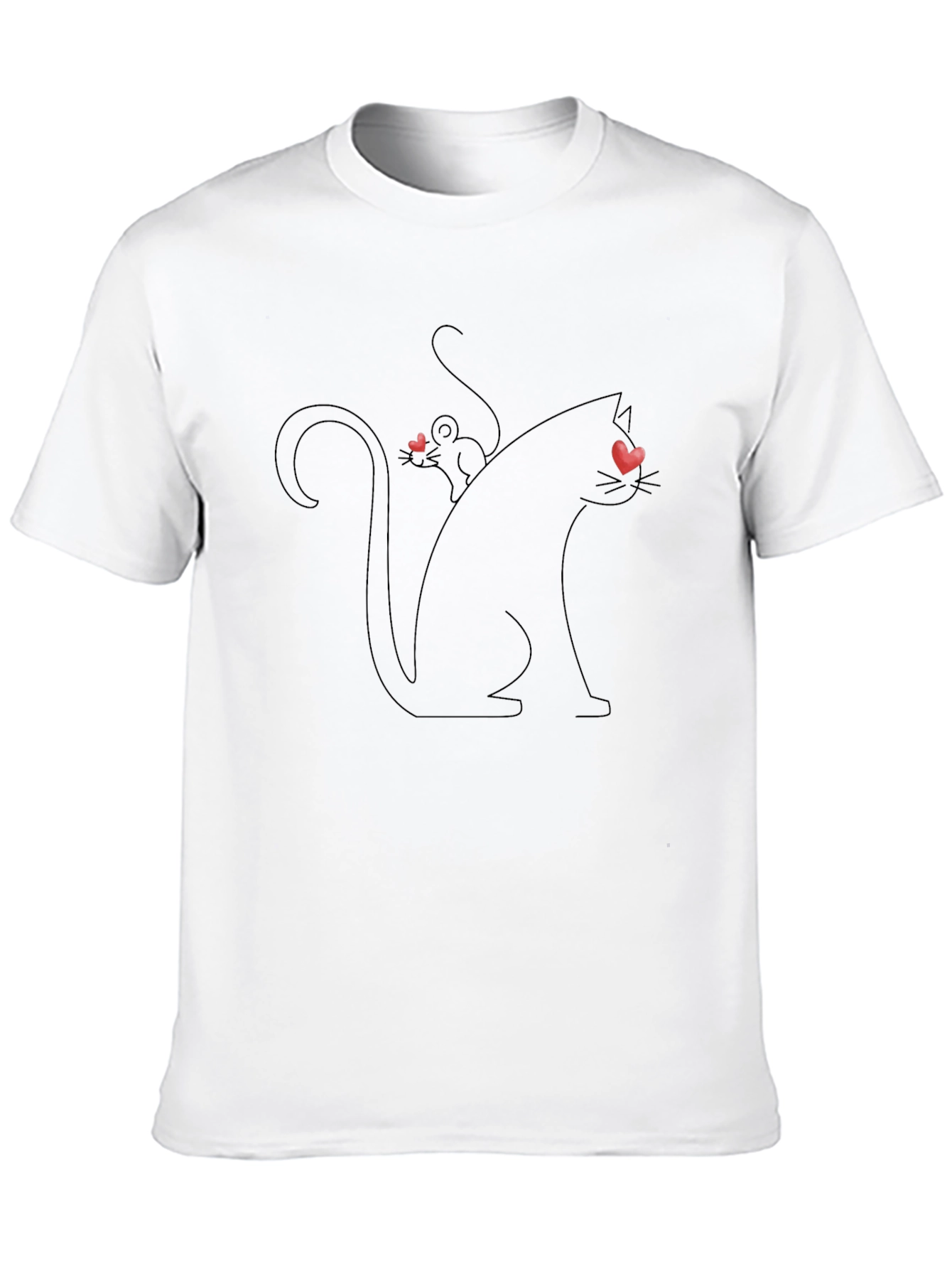 Black Cat and Mouse Heart Eyes Black T-Shirt view 10