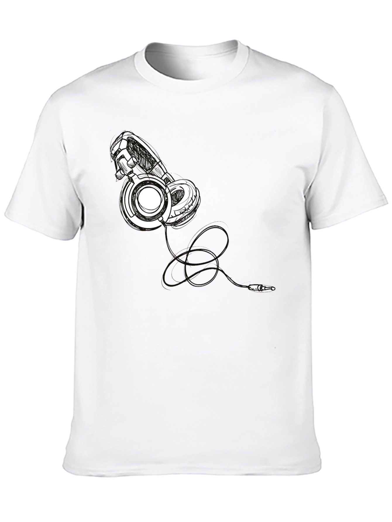Black Headphone Graphic Tee - Stylish Black T-Shirt view 10