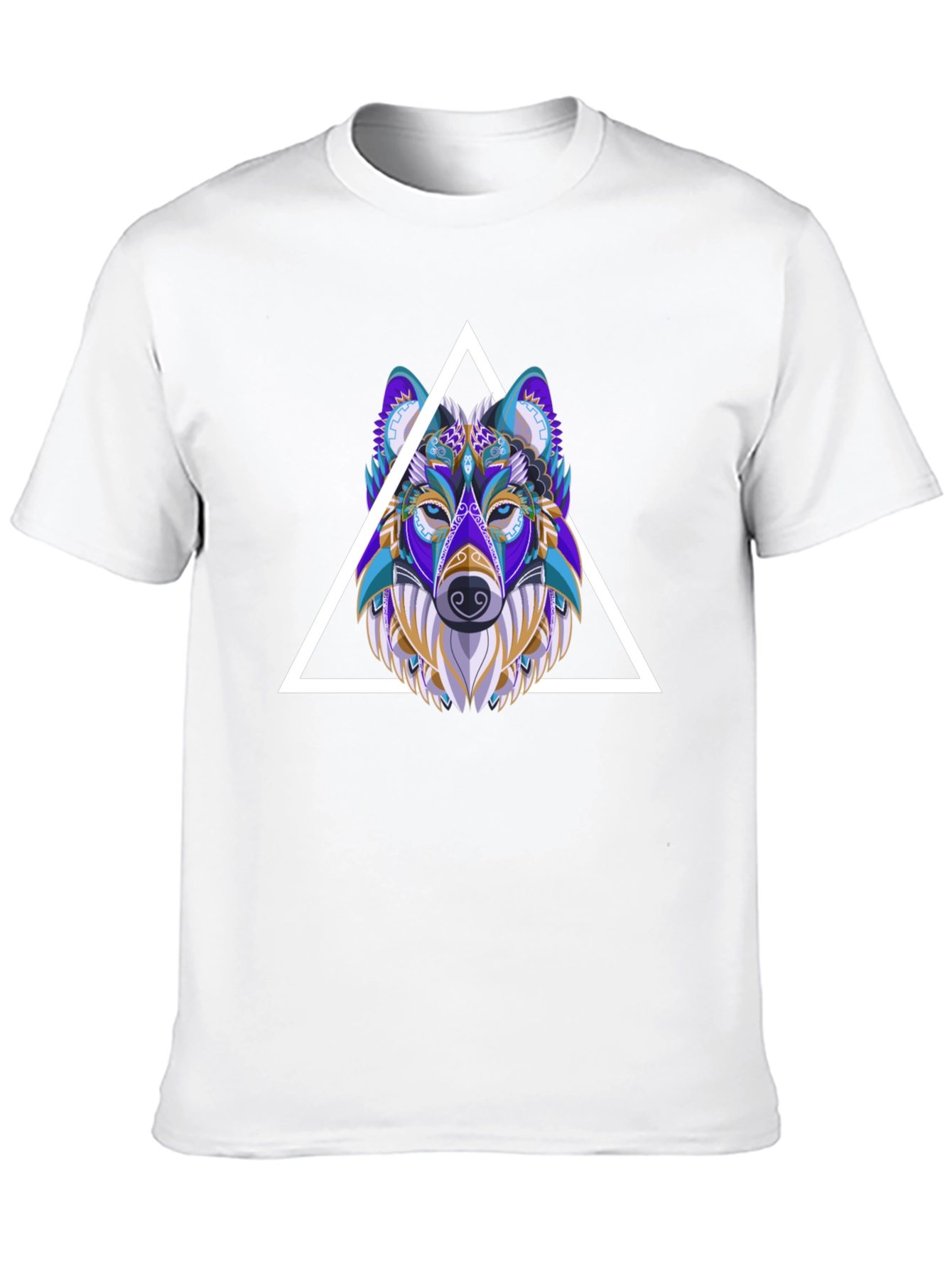 Black Wolf Graphic Tee - Geometric Style Black T-Shirt view 10