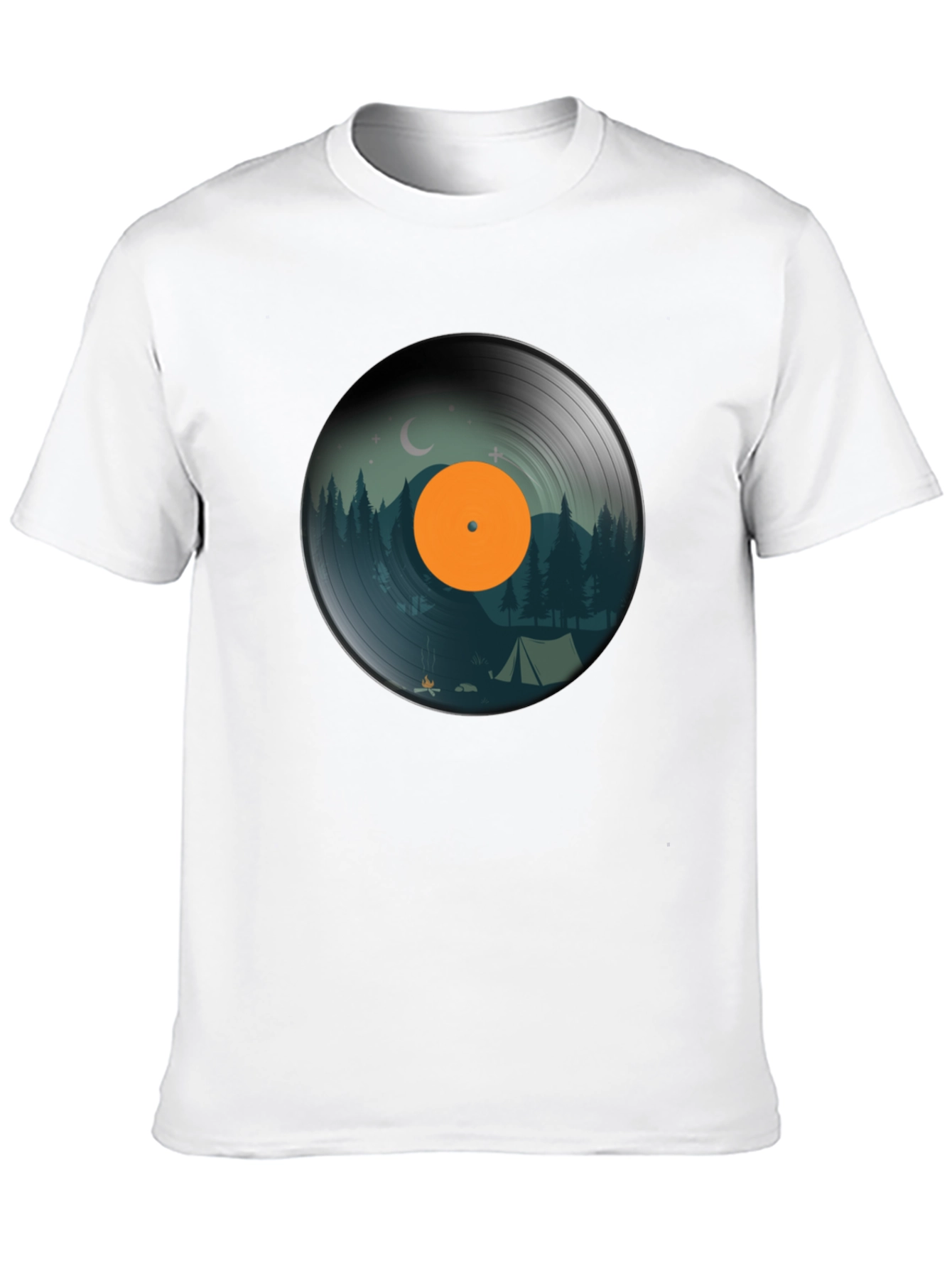 Black Camping Vinyl Record Graphic Tee - Nature Lover Shirt view 10