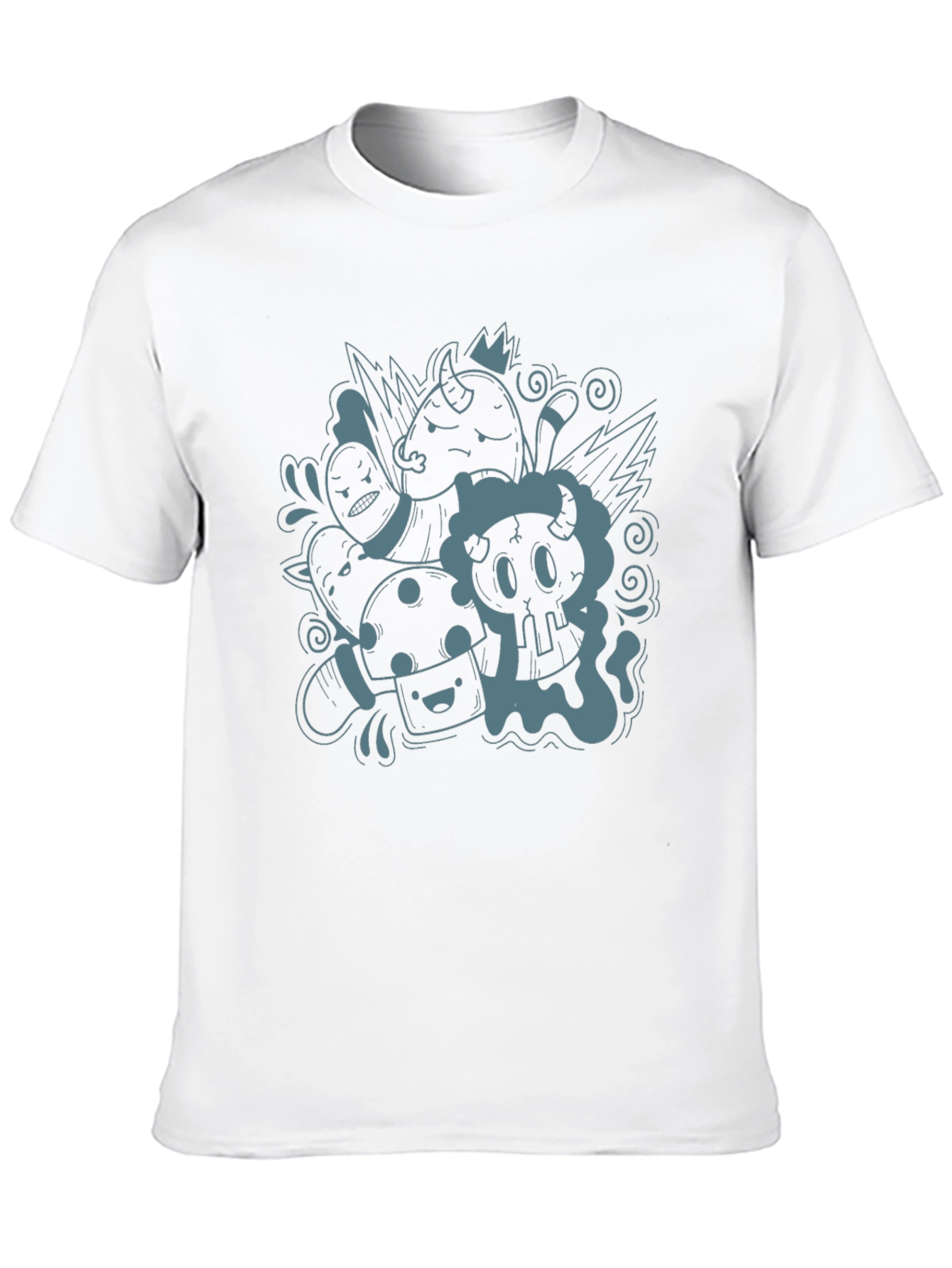 Black Funky Doodle Graphic Black T-Shirt - Unisex Casual Tee view 10