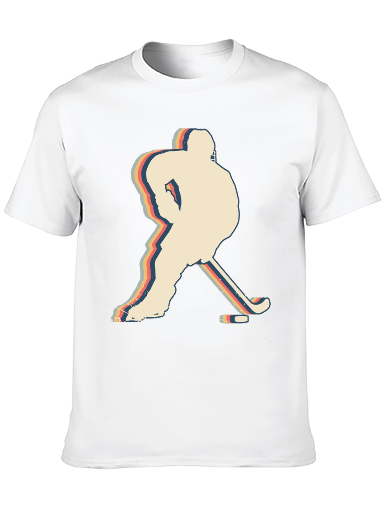 Black Retro Hockey Player Silhouette Graphic T-Shirt view 10