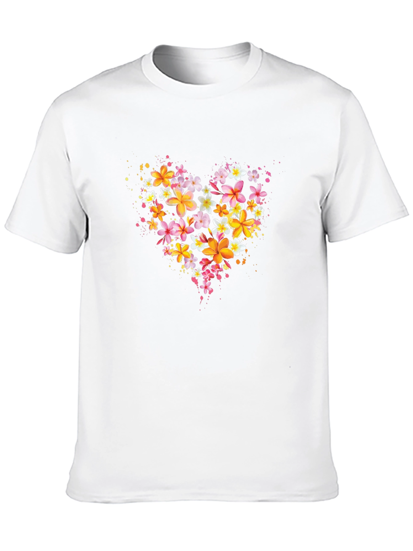 Black Floral Heart T-Shirt - Black Crew Neck view 10
