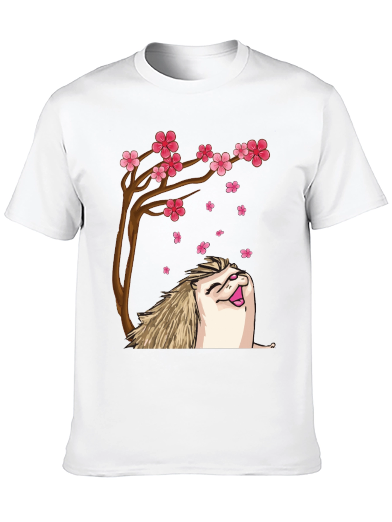 Black Hedgehog Sakura Tree Black T-Shirt view 10
