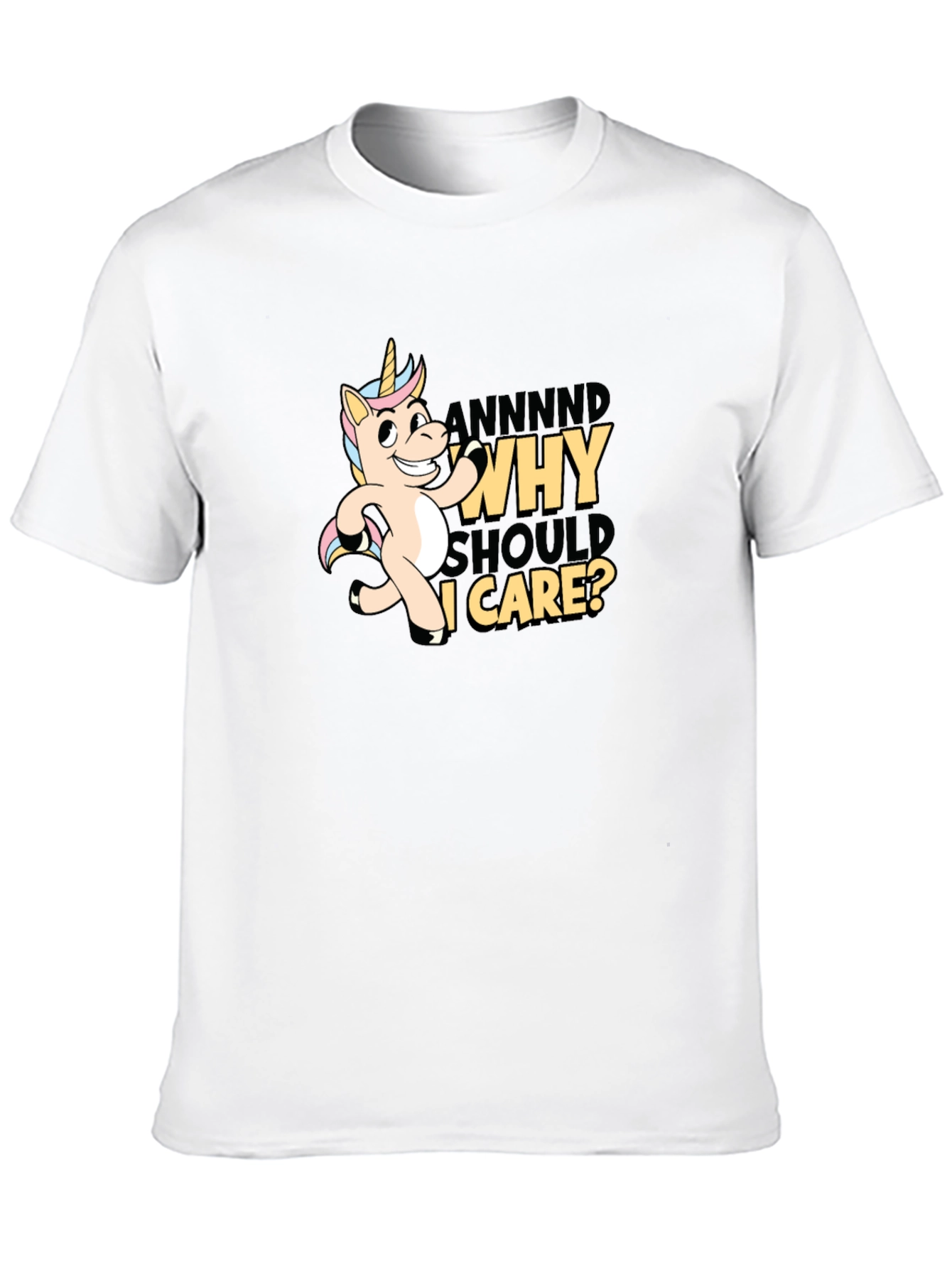 Black Funny Unicorn Why Should I Care T-Shirt view 10
