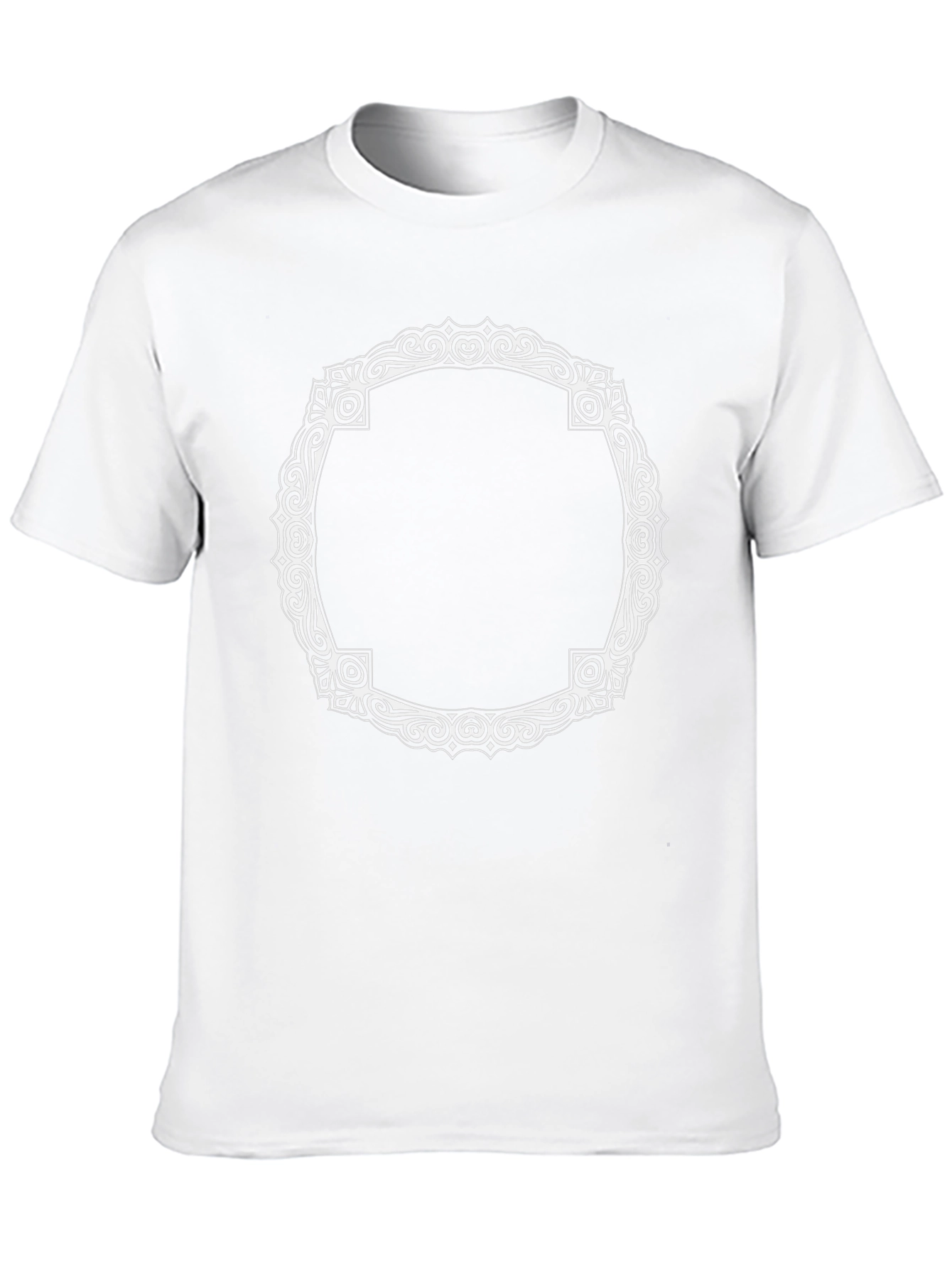 Black T-Shirt with Ornate White Frame Design - 10