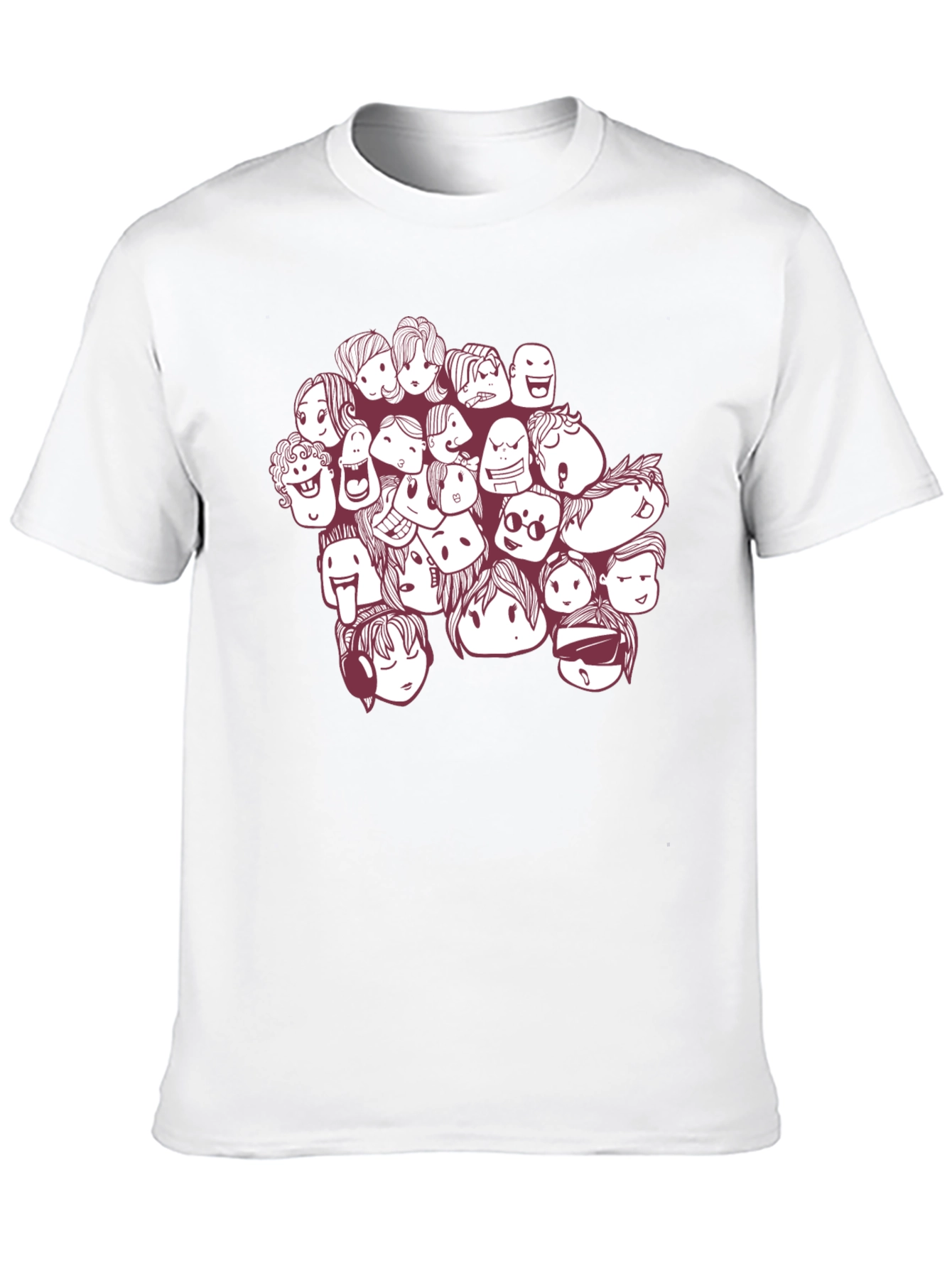 Black Cartoon Faces Graphic Print Black T-Shirt view 10