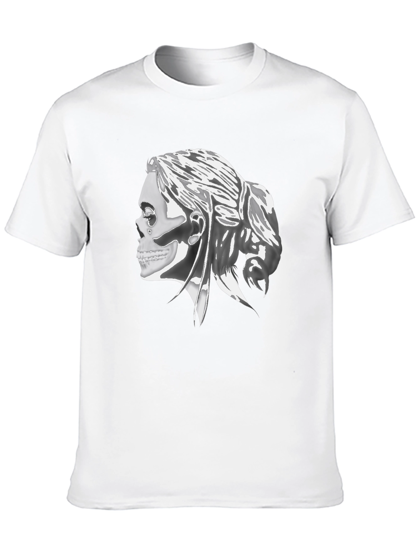 Black Gothic Skull Woman Graphic Print T-Shirt view 10