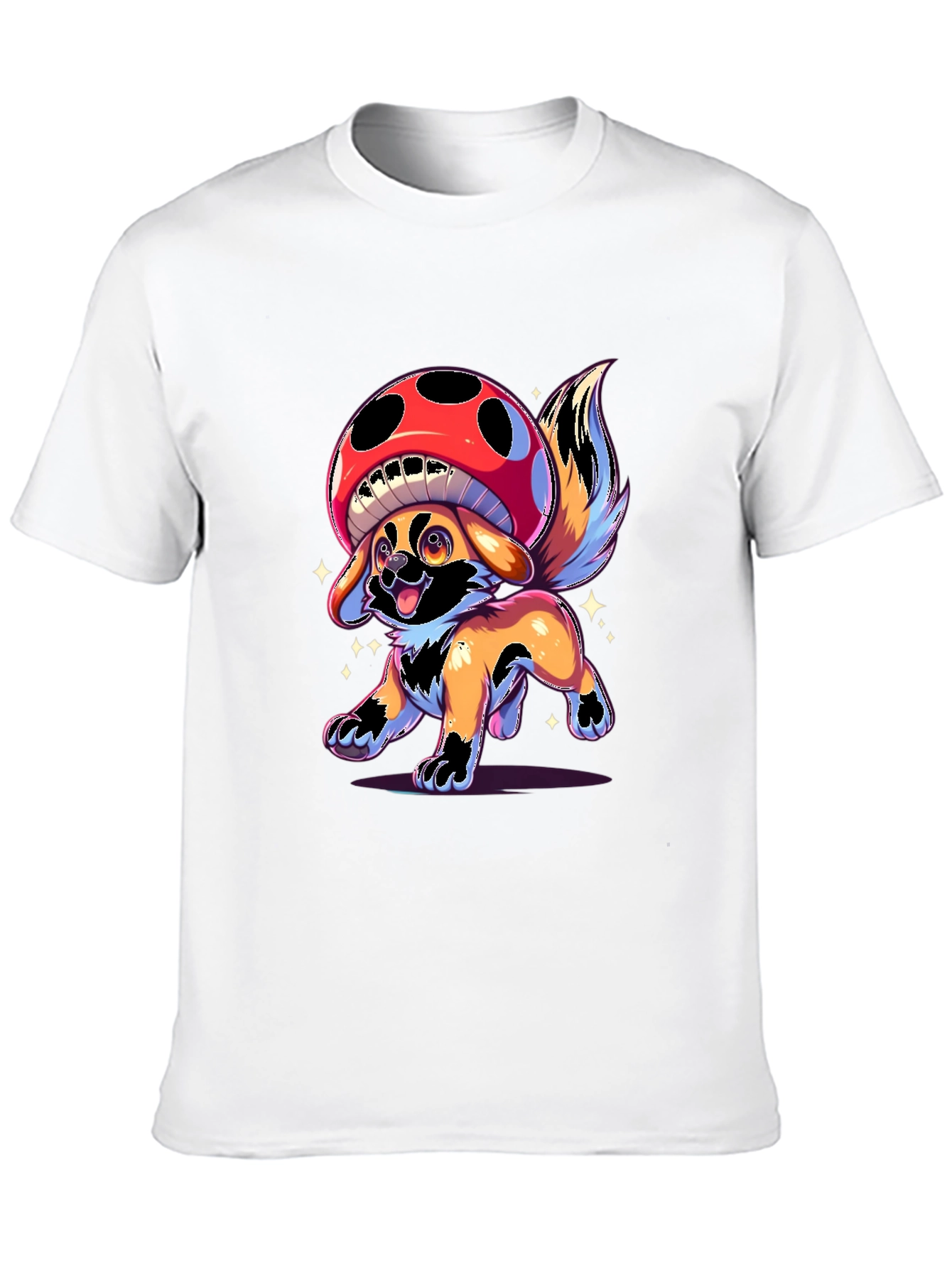 Black Mushroom Dog Graphic T-Shirt - Fun Cartoon Design view 10