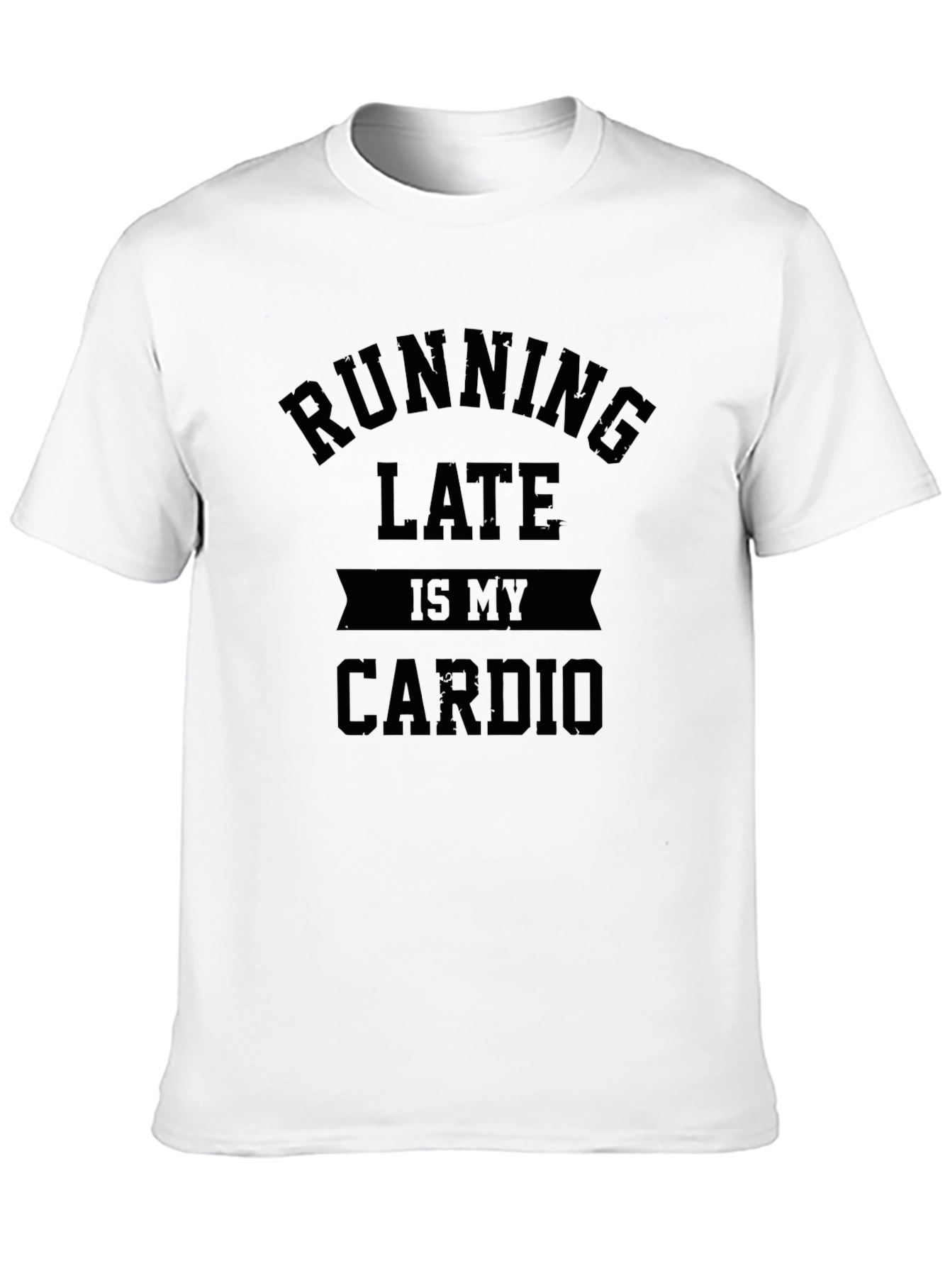 Black Running Late is My Cardio Graphic Tee - Men's Black T-Shirt view 10