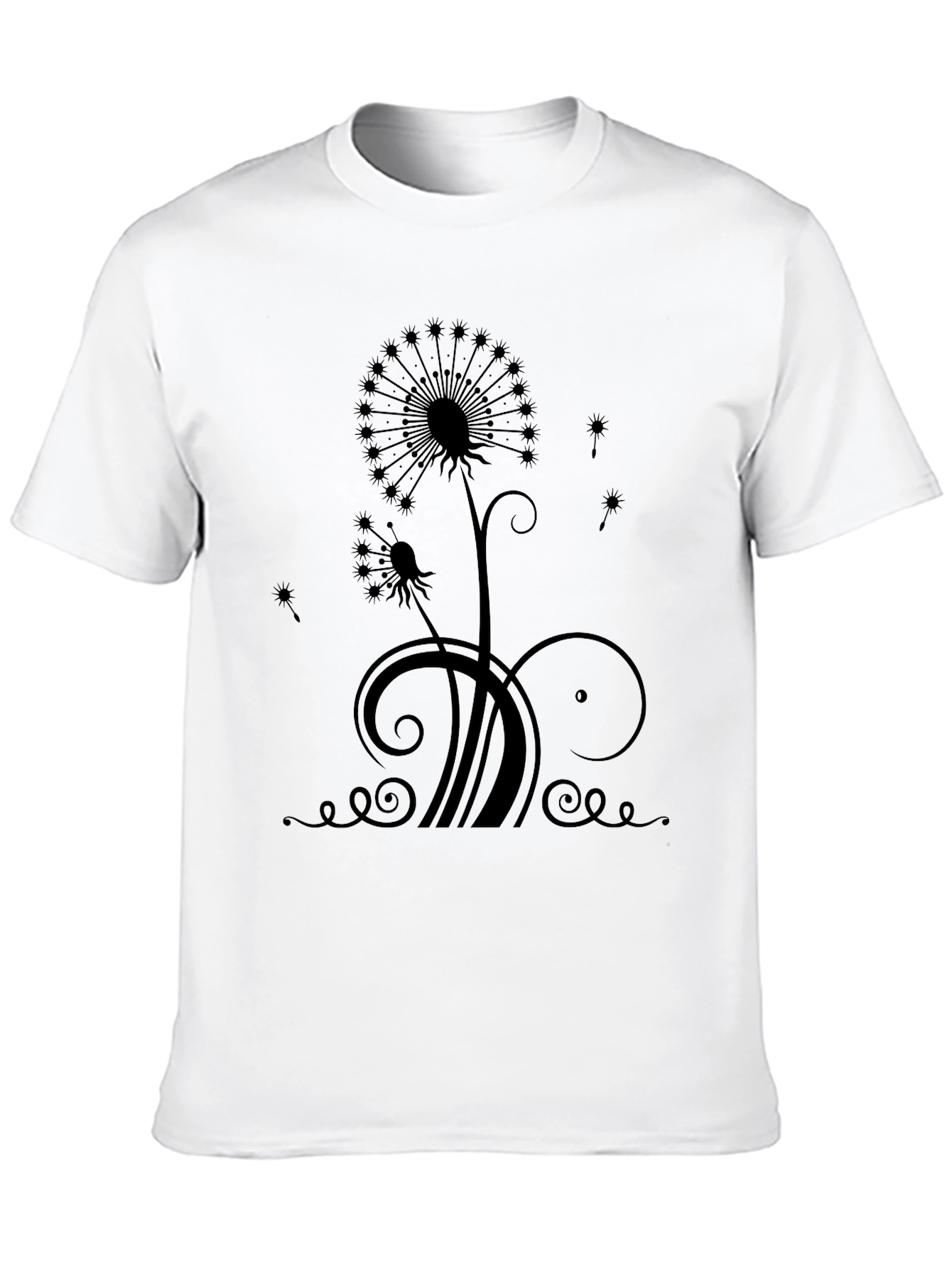 Black Dandelion Graphic Print Black T-Shirt view 10