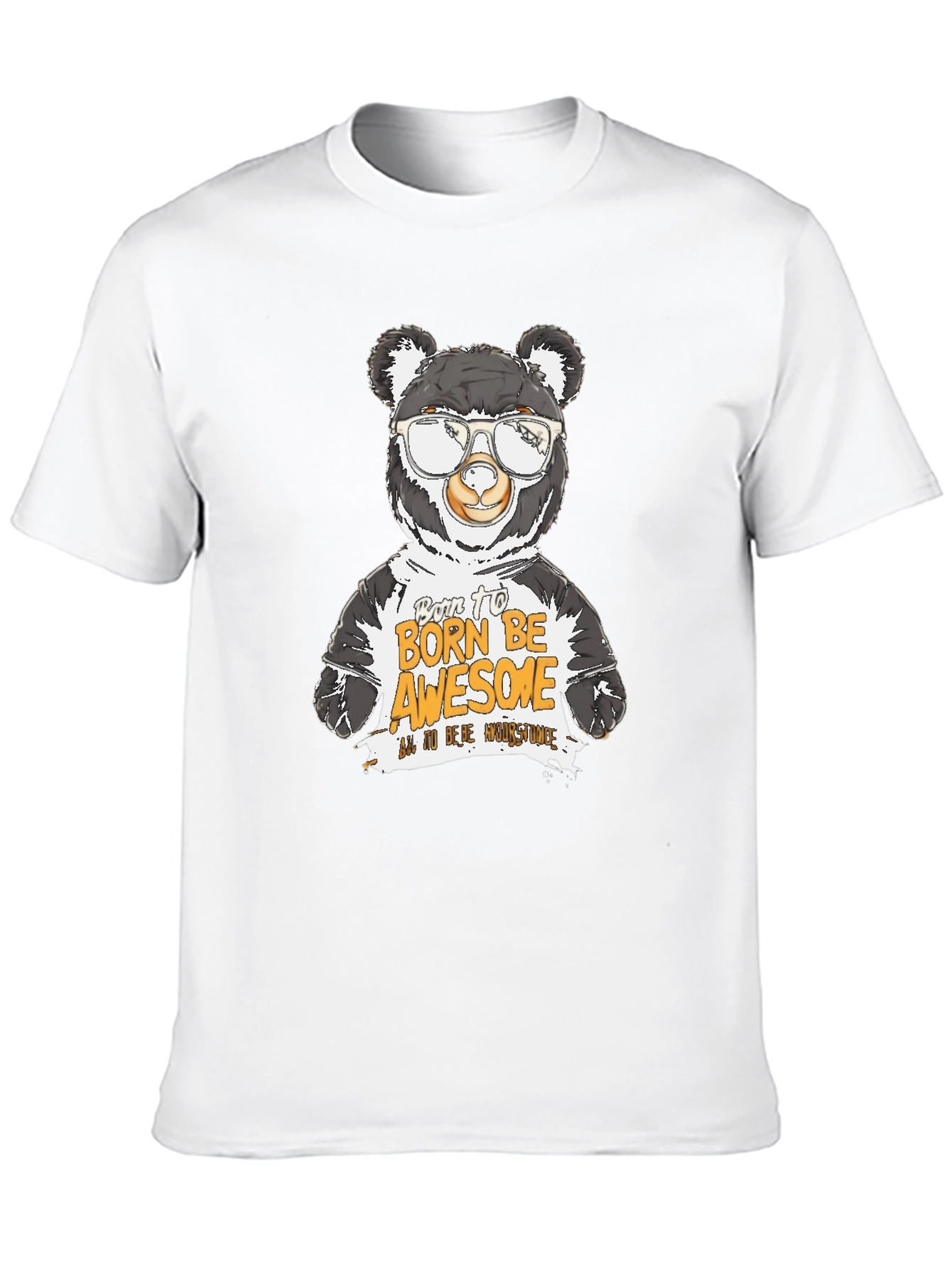 Black Cool Bear Graphic T-Shirt - Born to Be Awesome view 10