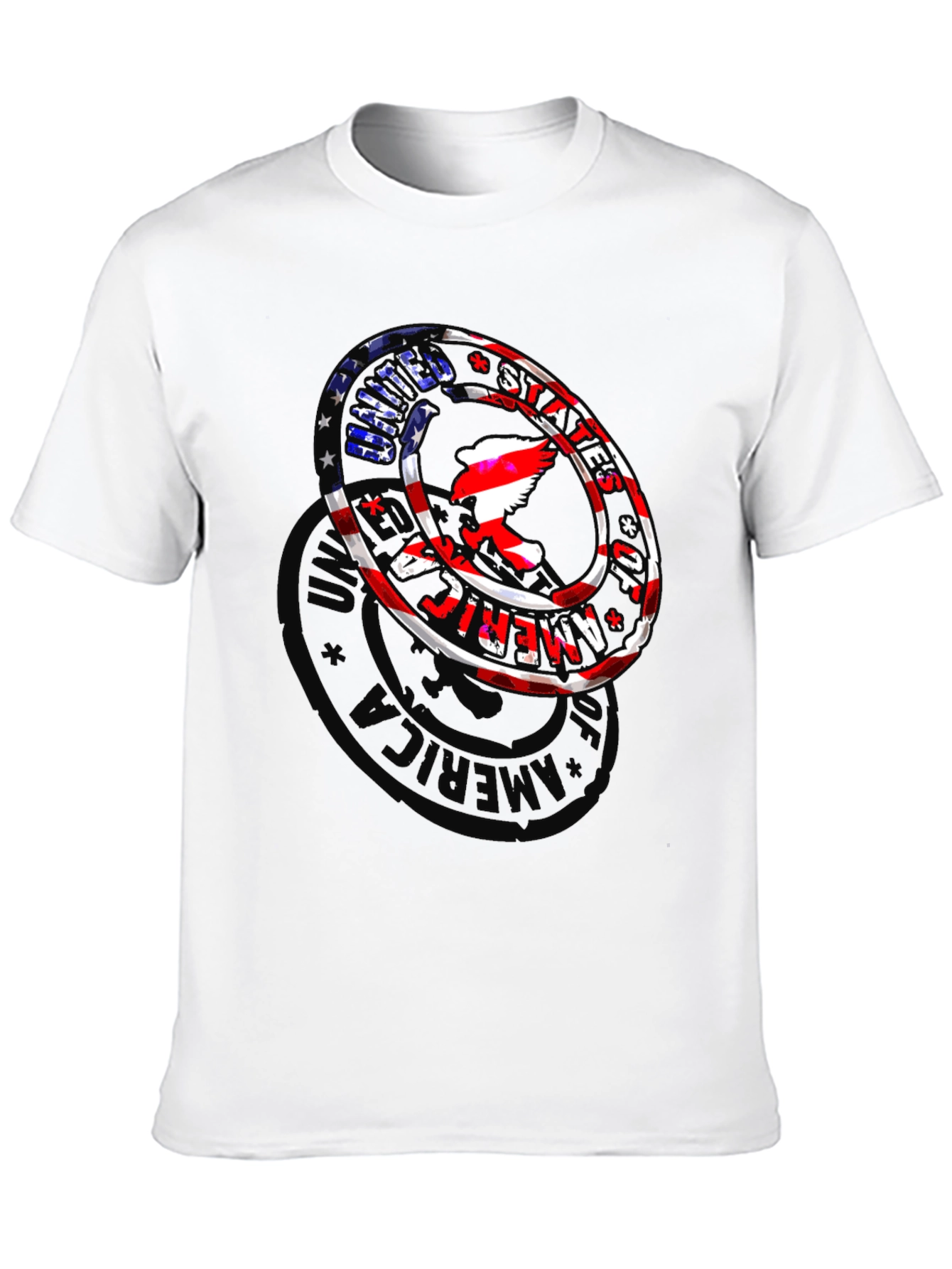 Black USA Eagle Graphic Print Men's Black T-Shirt view 10