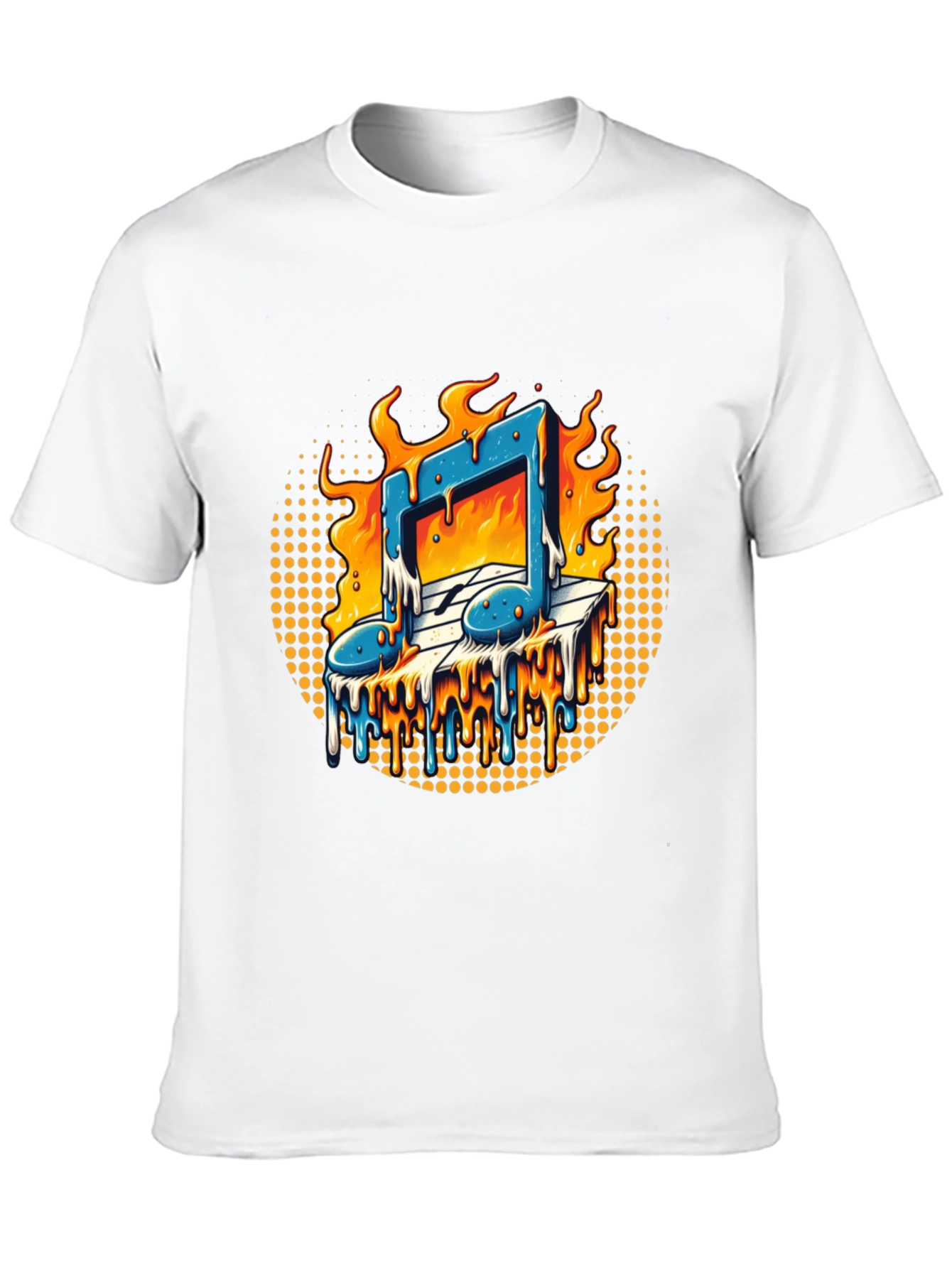 Black Fiery Music Note Graphic Tee view 10