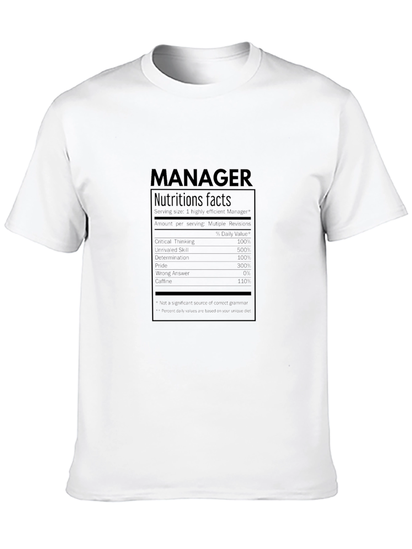 Black Manager Nutrition Facts T-Shirt view 10