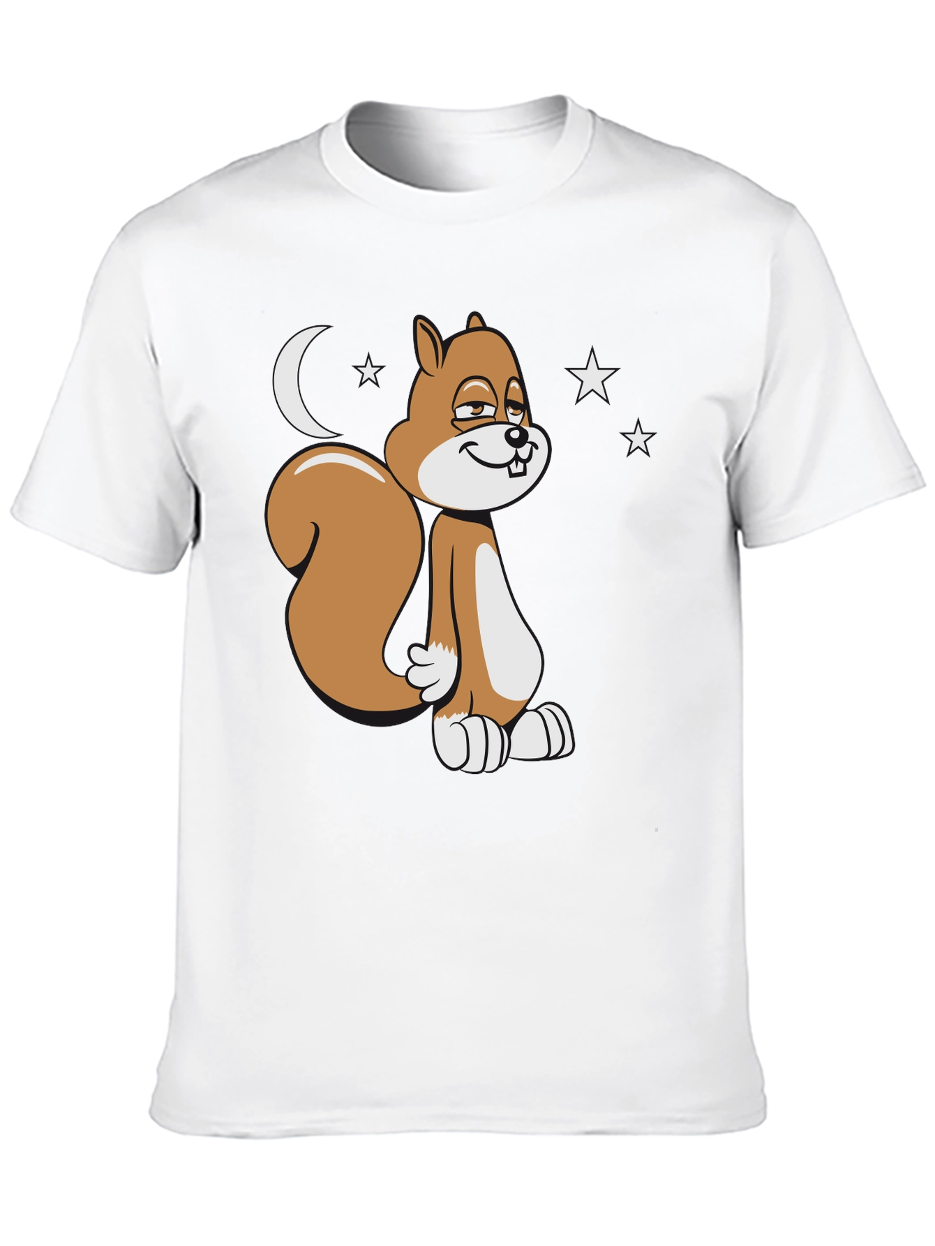 Black Funny Squirrel Moon Stars Graphic T-Shirt view 10