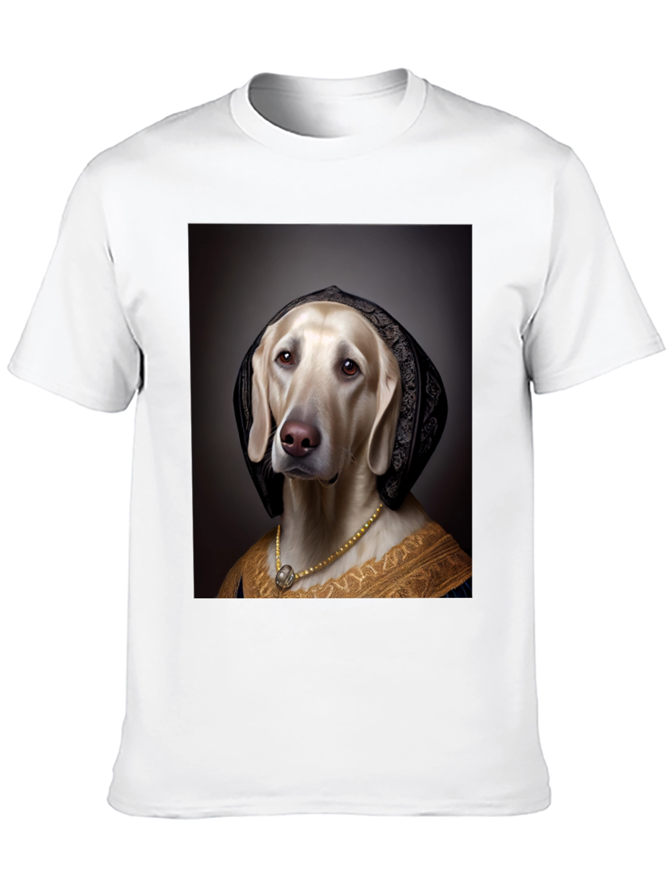Black Renaissance Dog Portrait T-Shirt - Unique Art Tee view 10