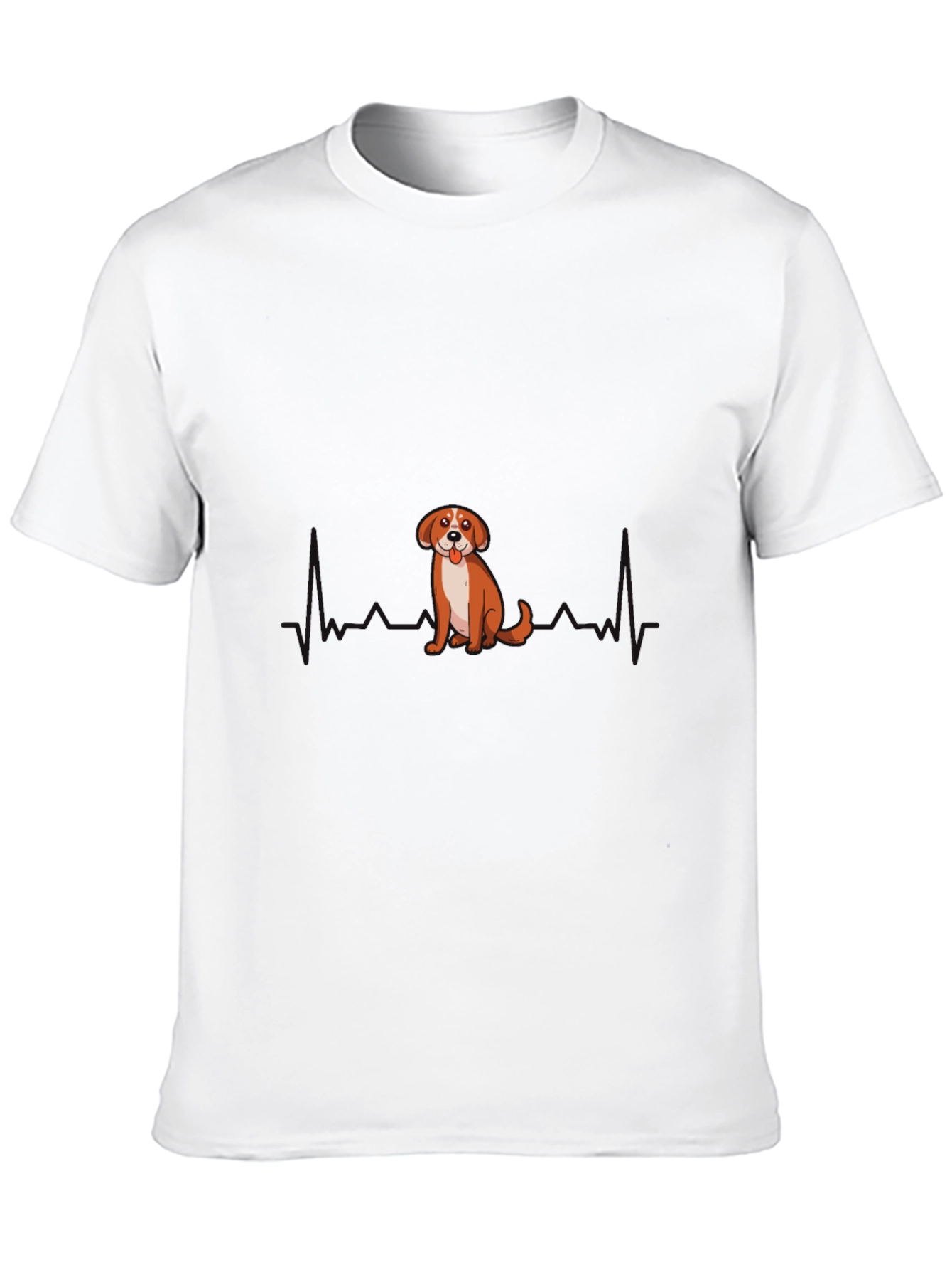 Black Dog Heartbeat Men's Black T-Shirt view 10