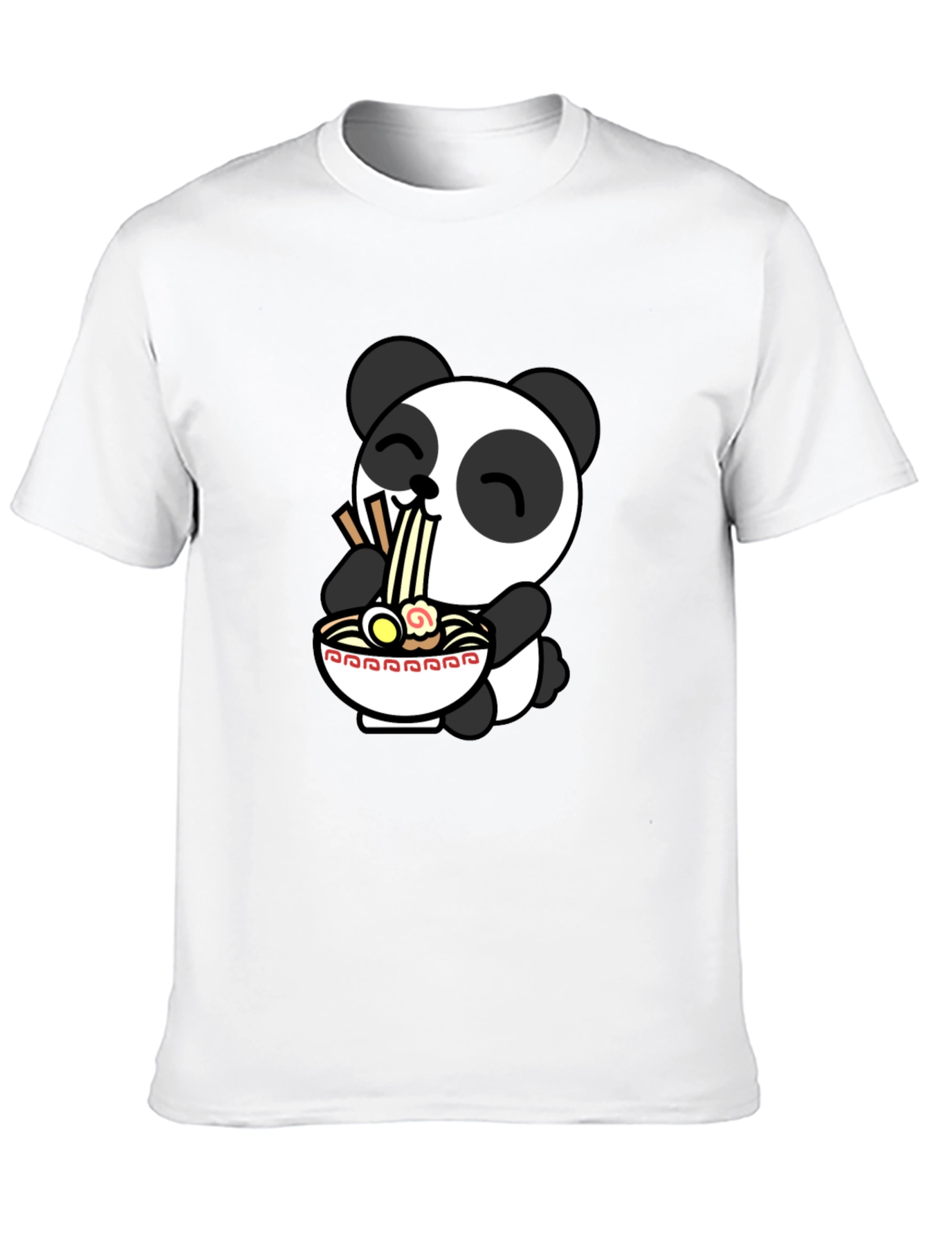 Cute Panda Ramen T-Shirt - Black - 10