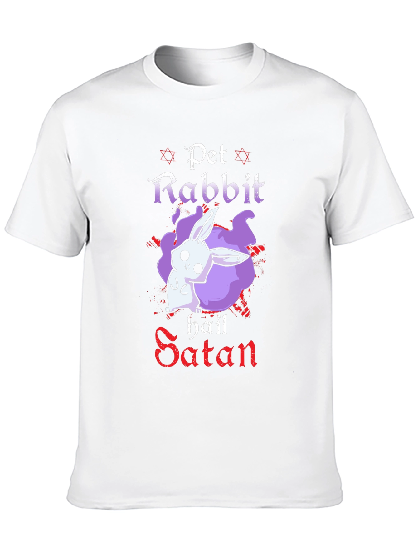 Black Pet Rabbit Hail Satan Black T-Shirt view 10