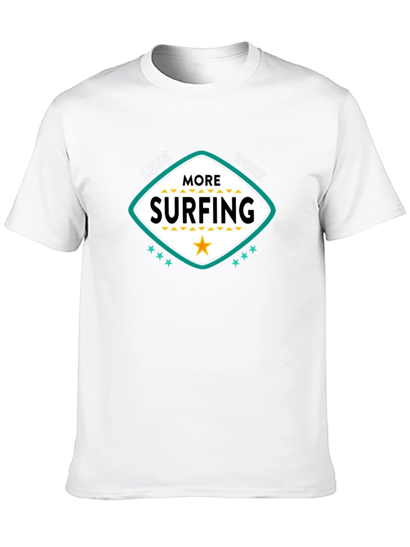 Black Less Work More Surfing Graphic Tee - Black view 10