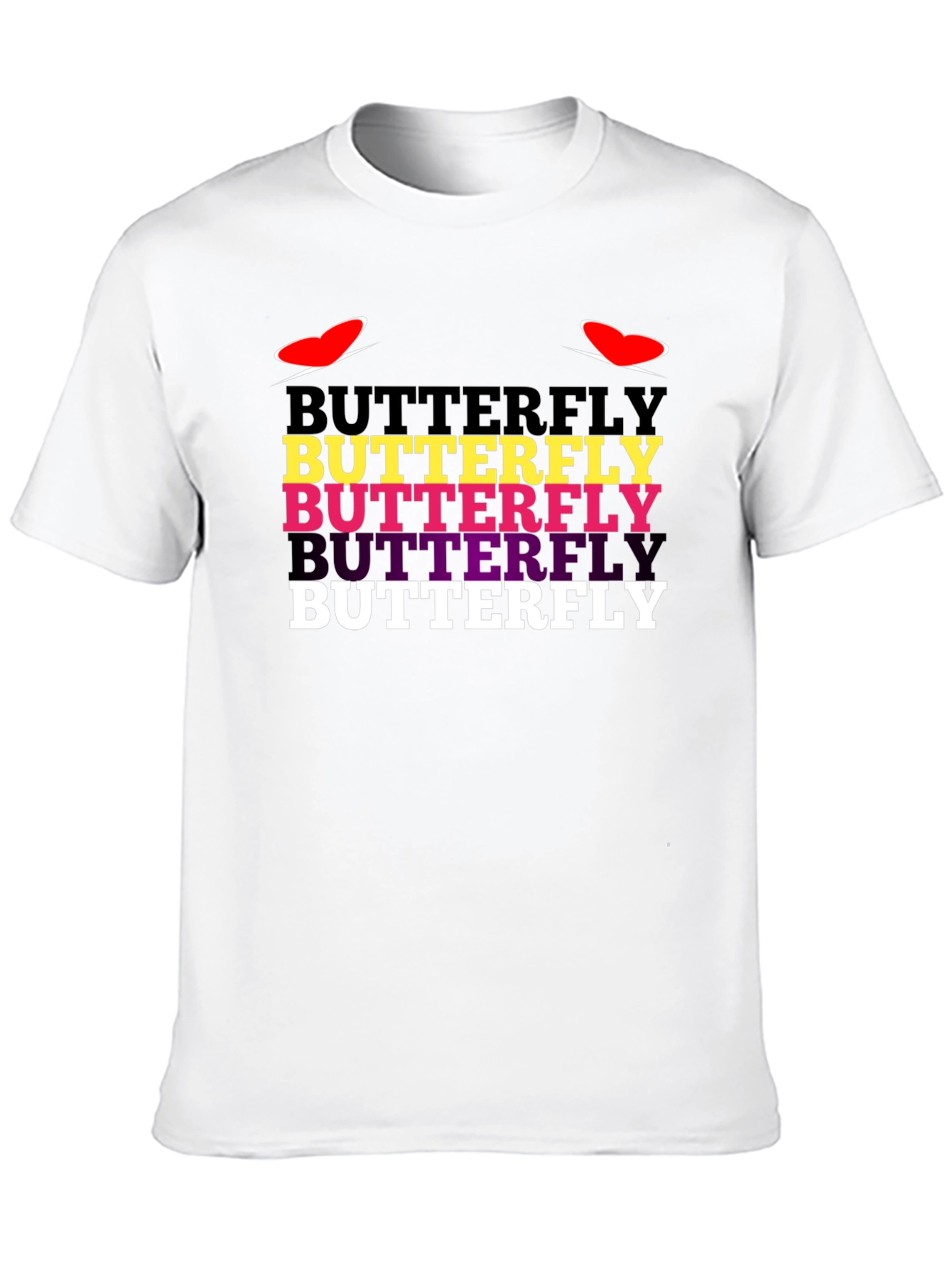 Black Butterfly Text Graphic Tee - Trendy Casual T-Shirt view 10