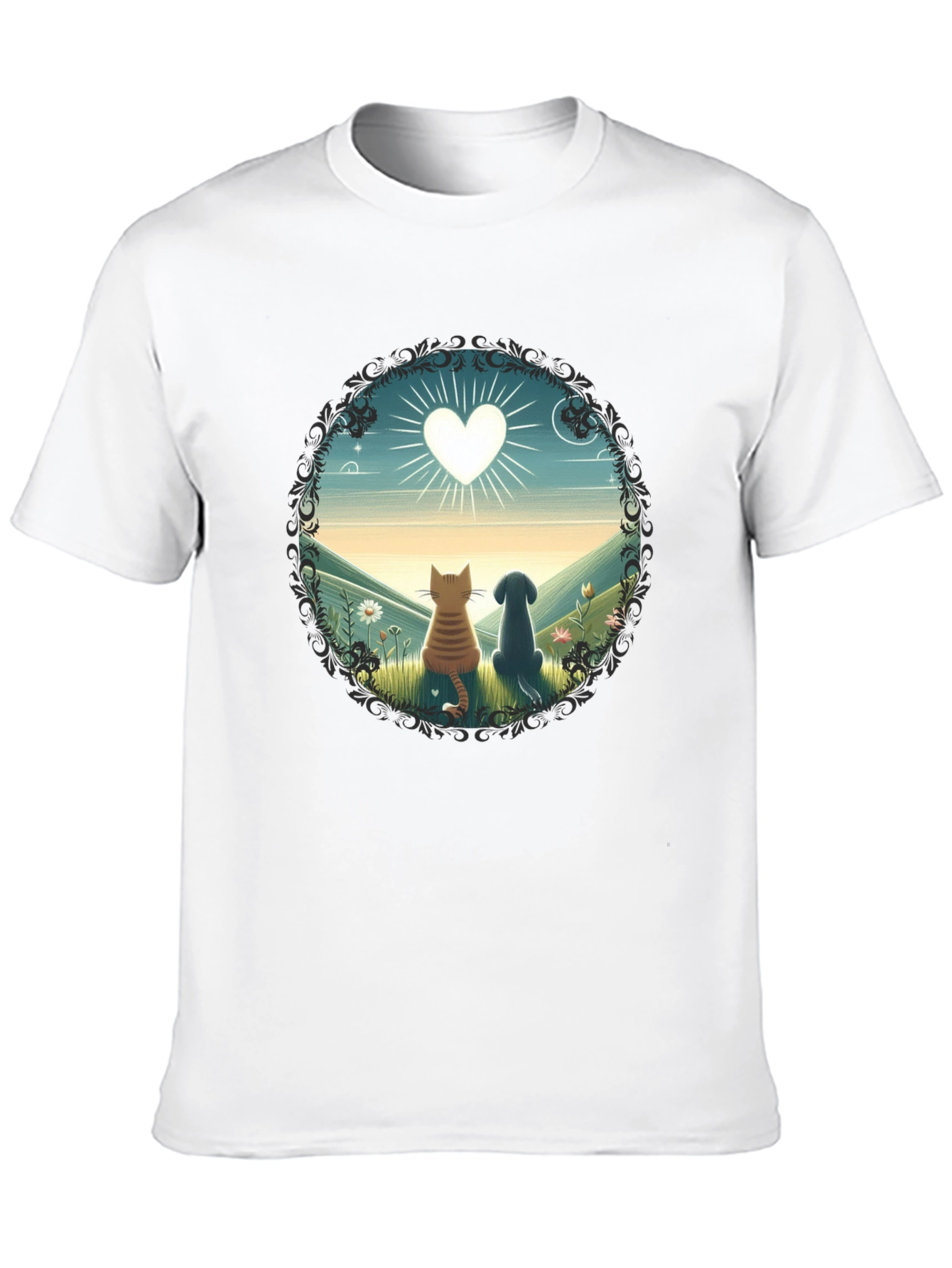 Black Cat & Dog Love T-Shirt view 10