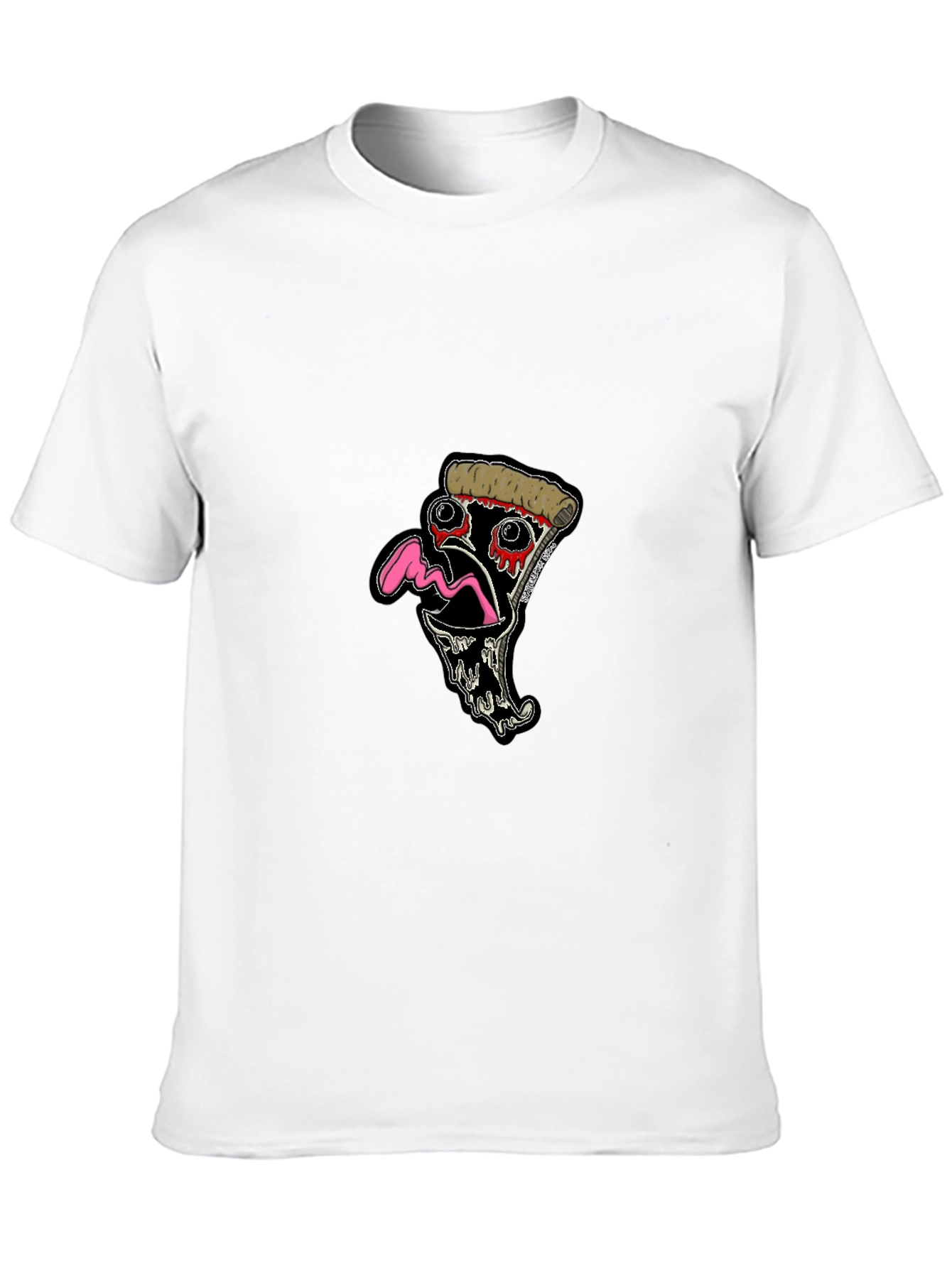 Black Pizza Slice Graphic Tee - Black Cotton T-Shirt view 10