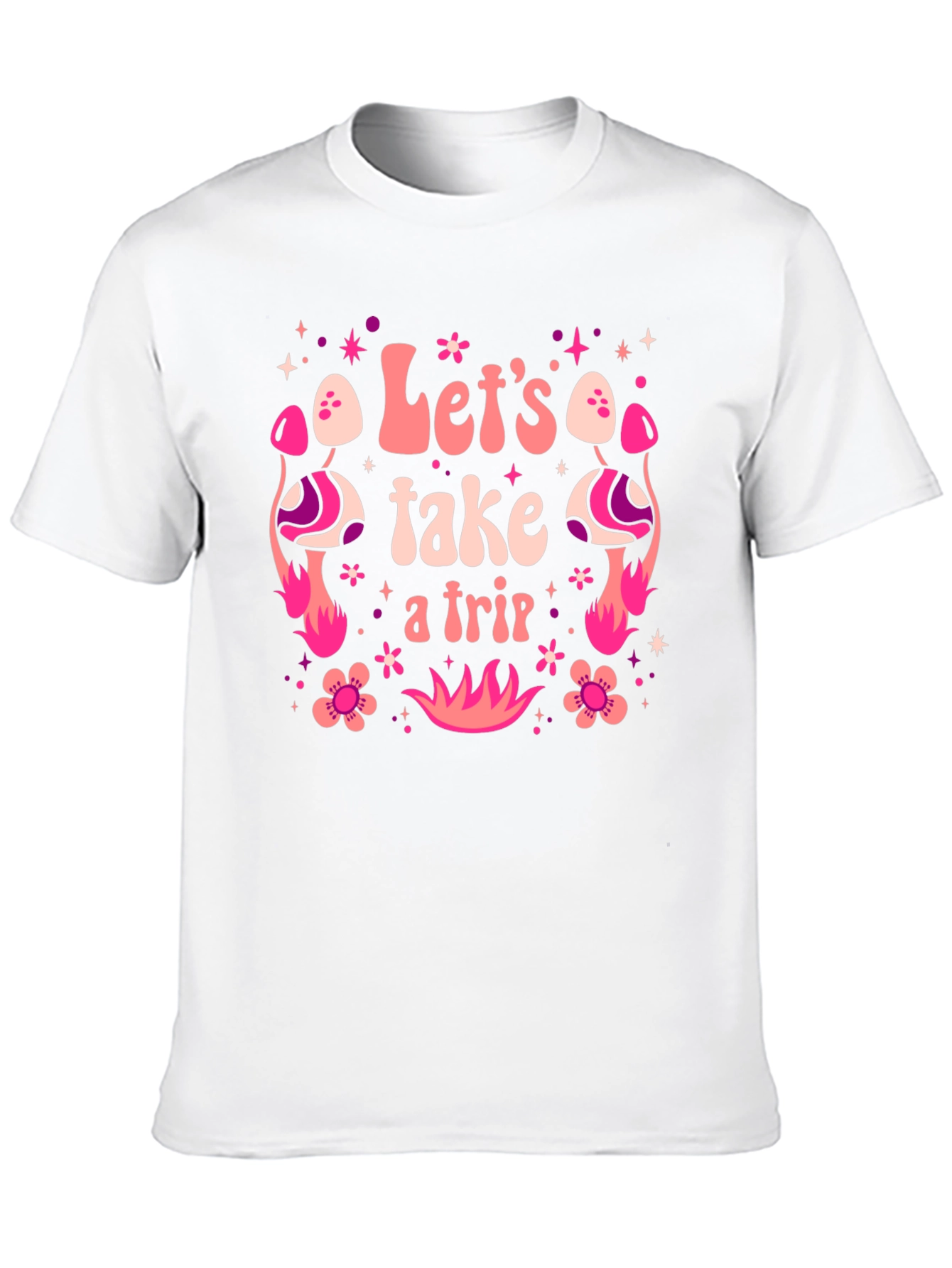 Black Let's Take A Trip Graphic Tee - Retro Psychedelic Design view 10