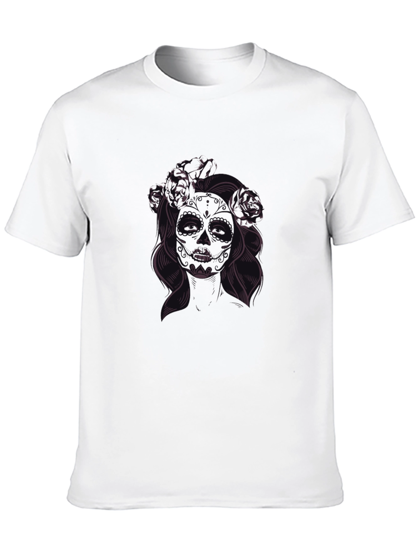 Black Black T-Shirt with Floral Skull Lady Graphic view 10