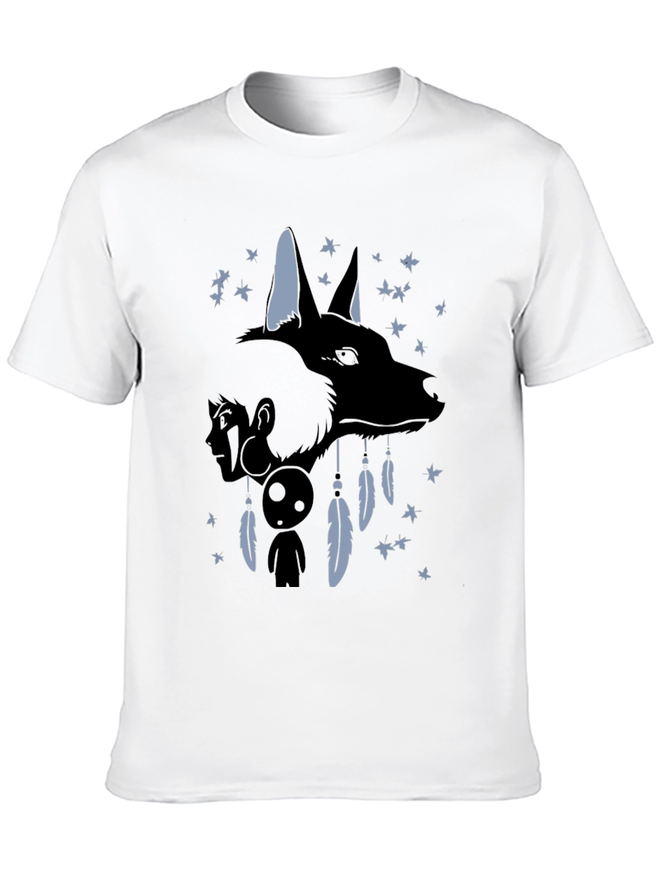 Black Anime Wolf Dreamcatcher Graphic T-Shirt view 10