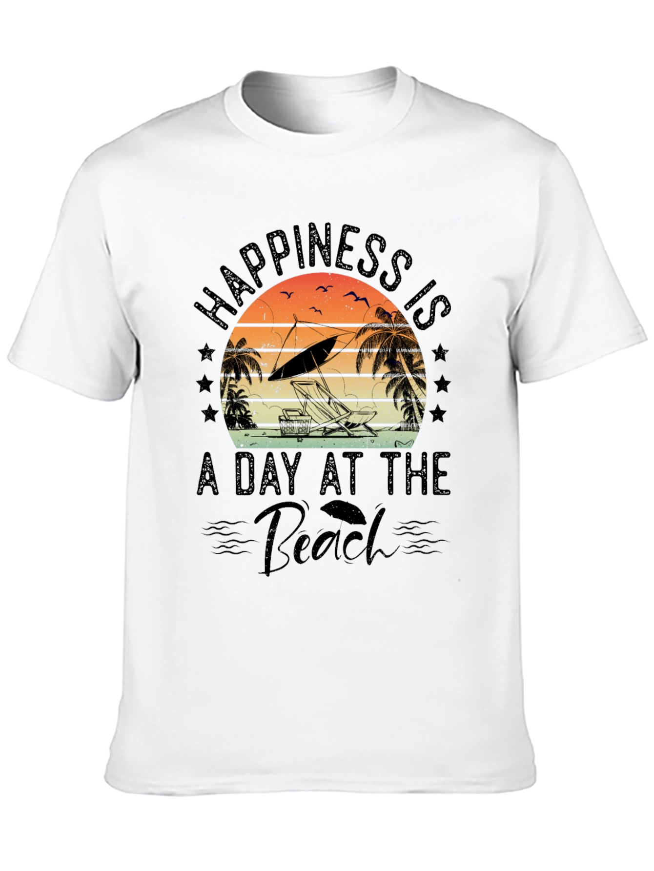 Black Happiness Is A Day At The Beach T-Shirt view 10