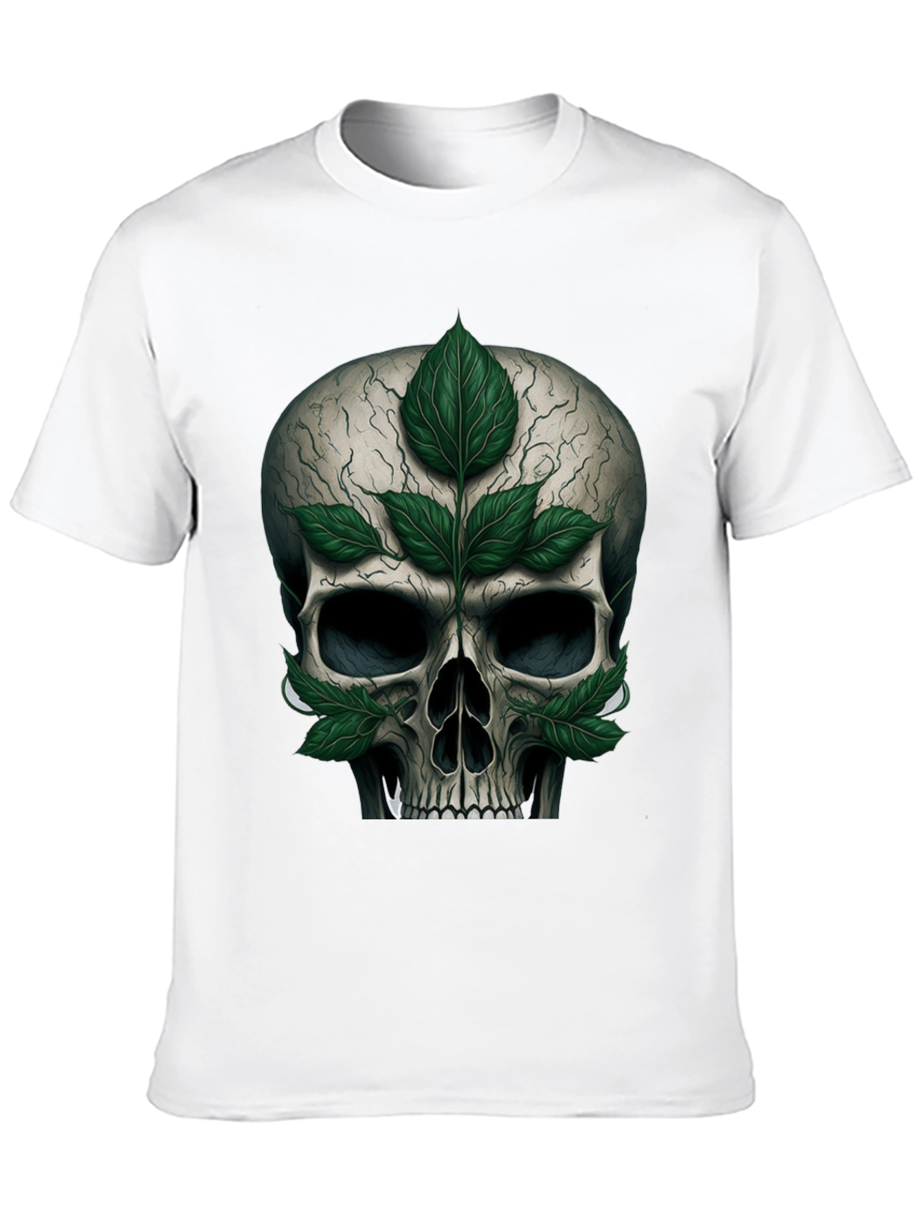 Black Skull & Leaves Graphic T-Shirt view 10