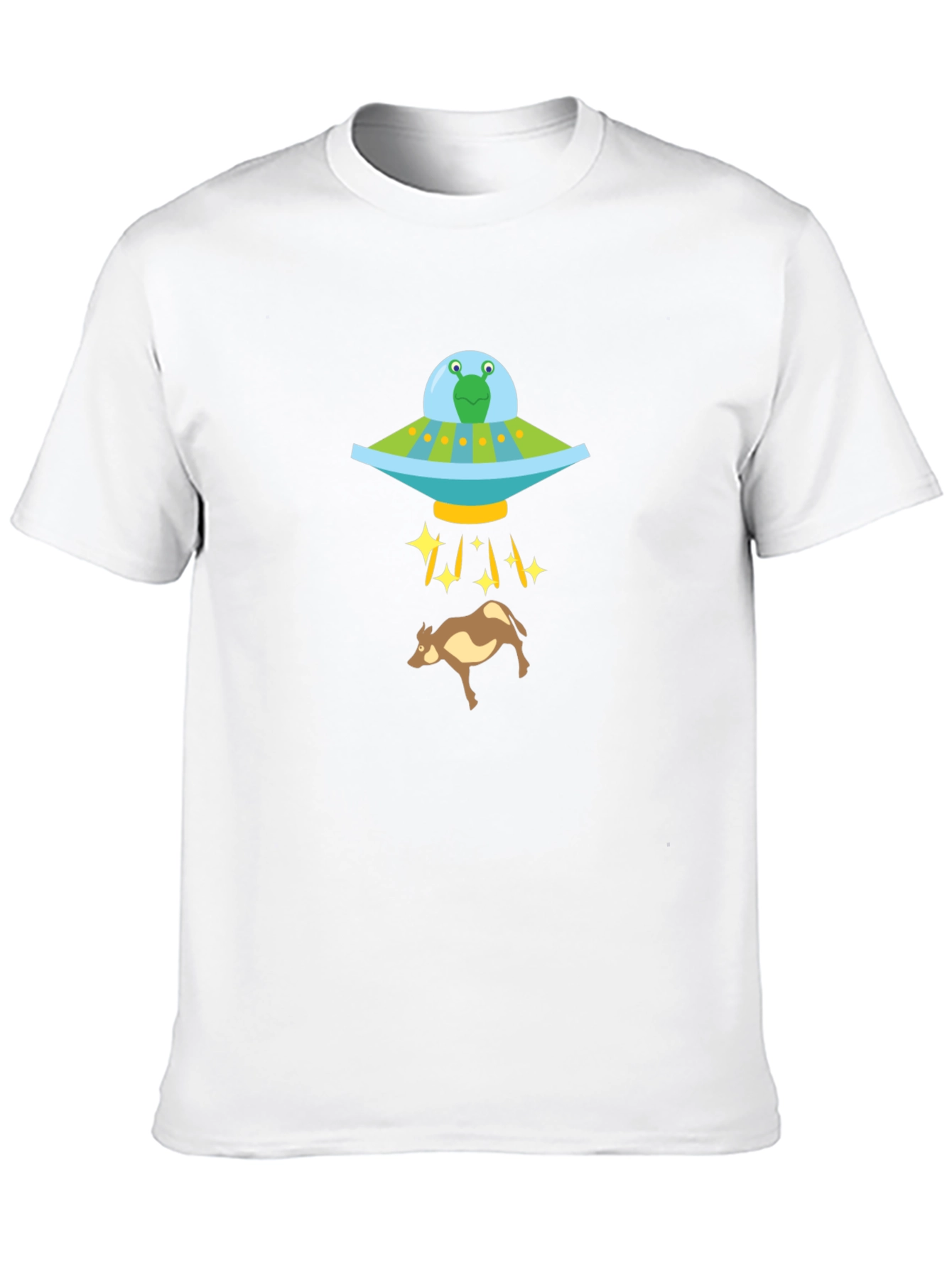 Black Alien Abduction Graphic Tee - Cow UFO Shirt view 10