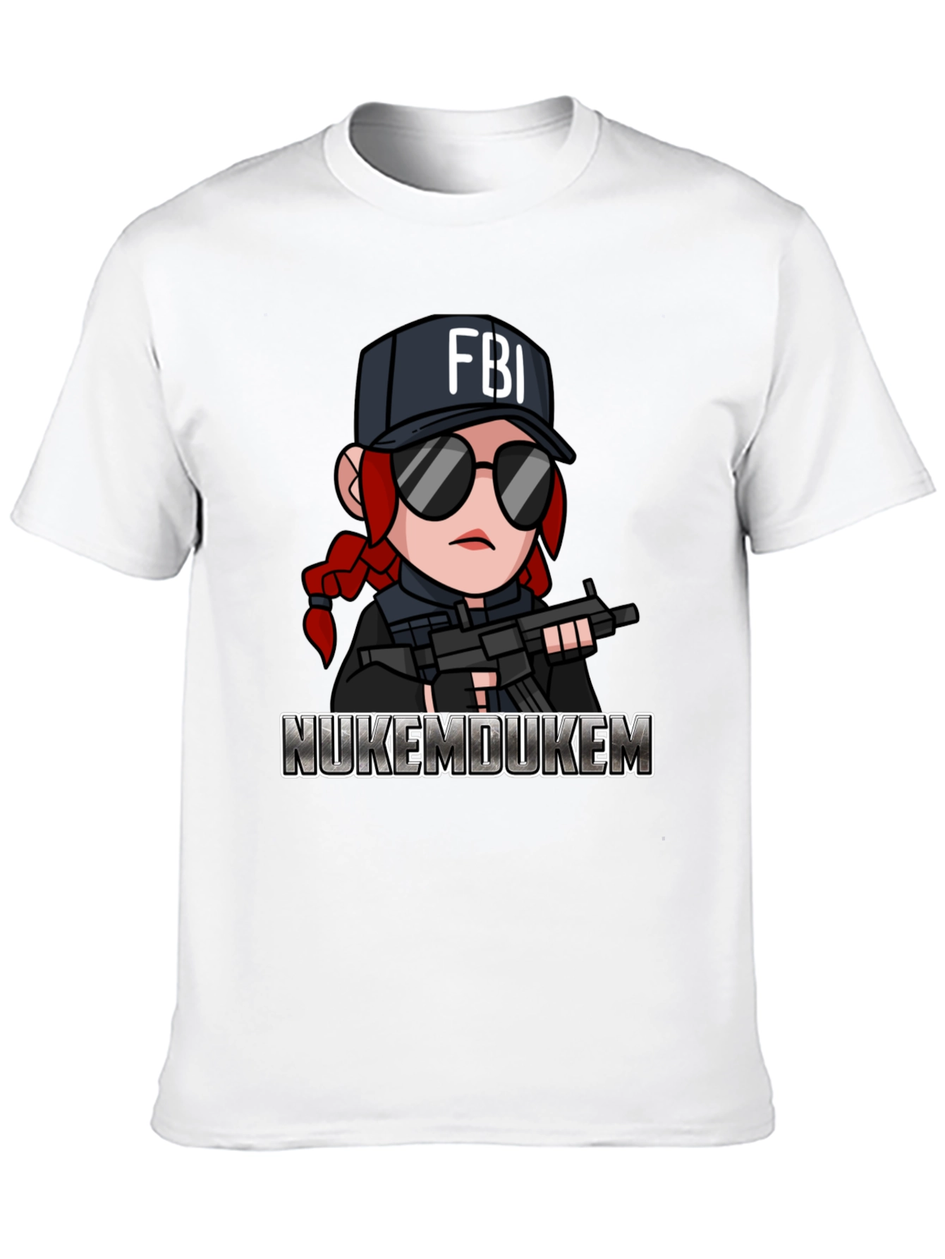Black FBI Cartoon Graphic T-Shirt - NukeMDukeM view 10