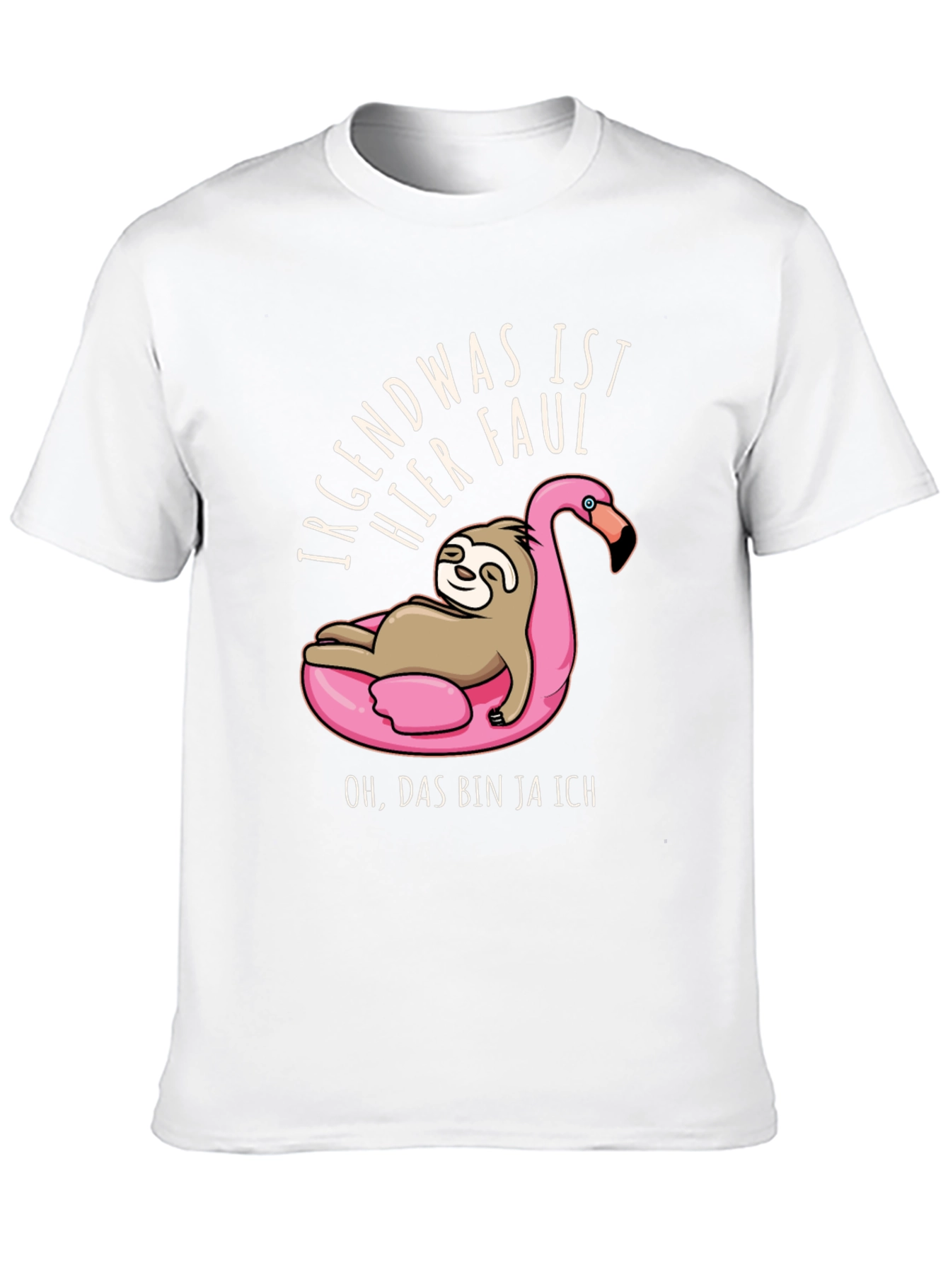 Black Lazy Sloth Flamingo Pool Float Graphic T-Shirt view 10