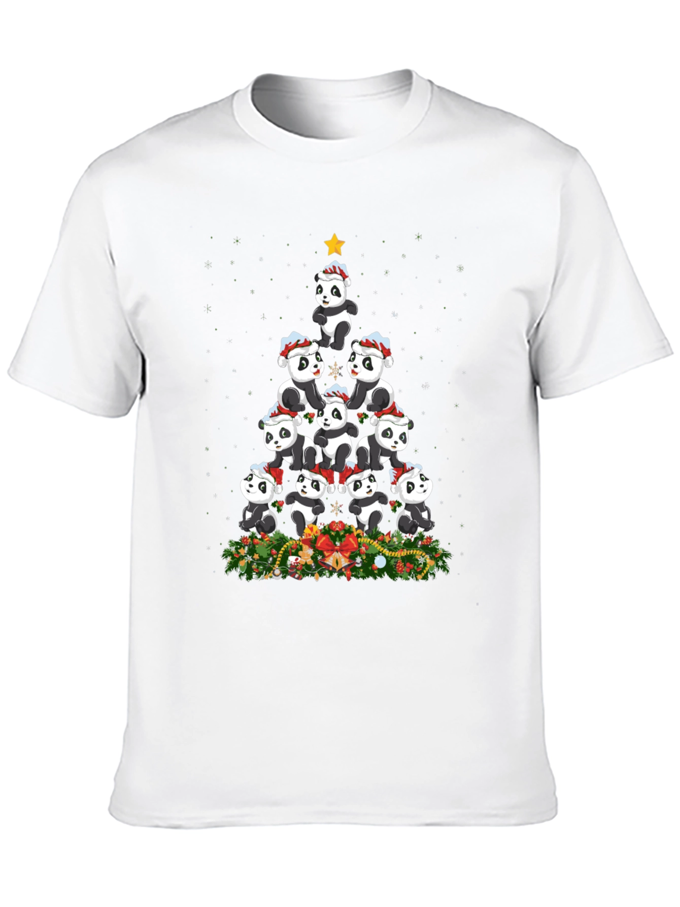 Black Panda Christmas Tree T-Shirt view 10