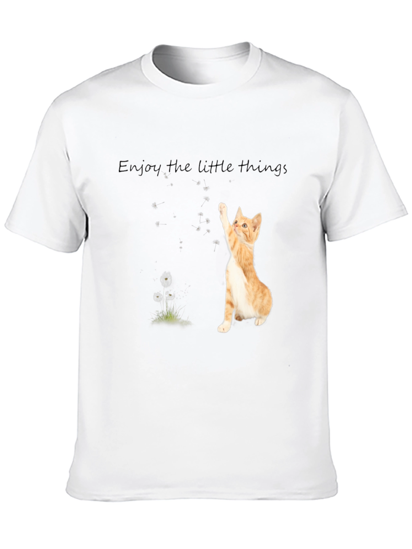Black Cute Cat 'Enjoy the Little Things' Black T-Shirt view 10