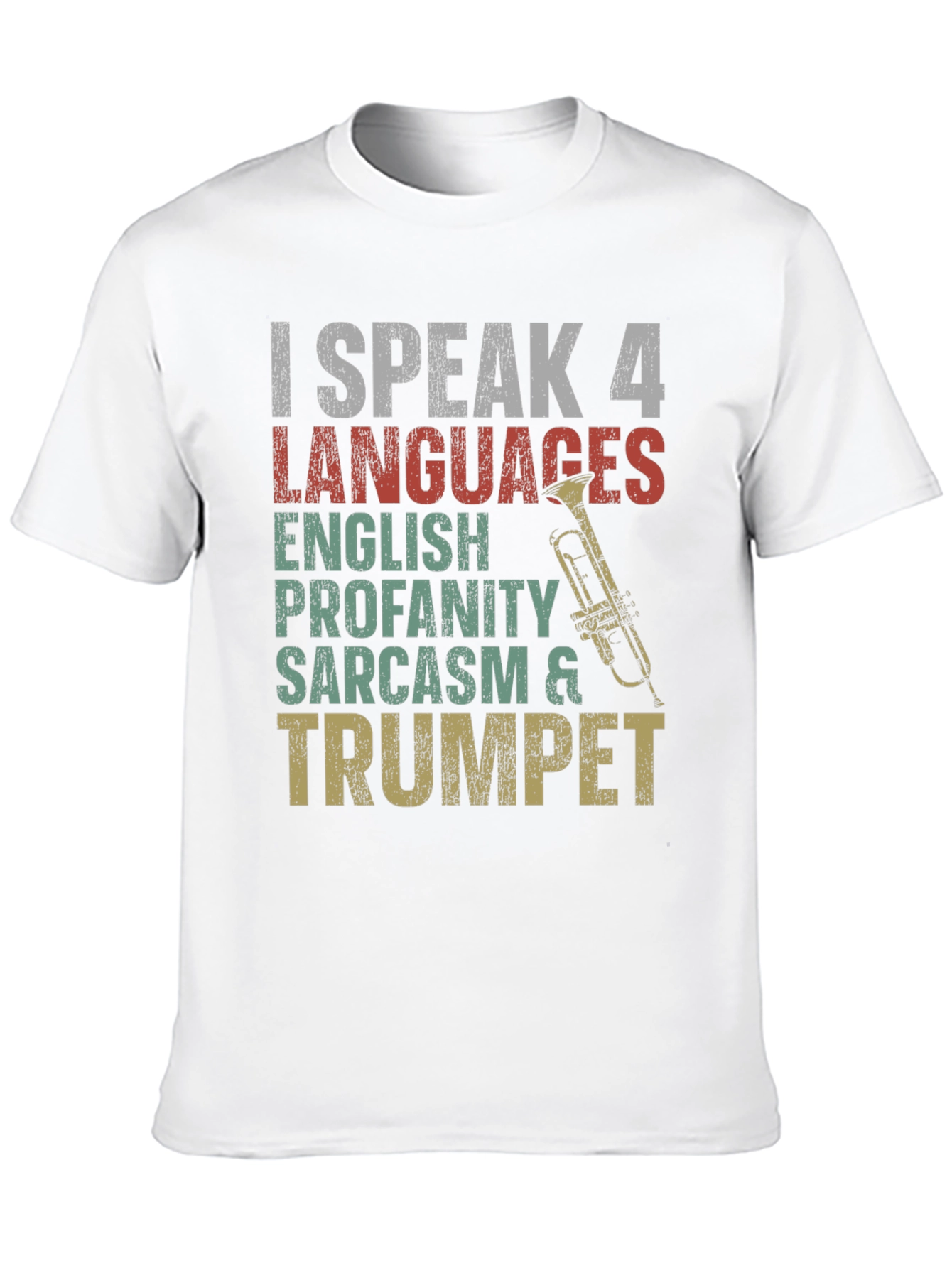 Black I Speak 4 Languages Trumpet Graphic Tee view 10