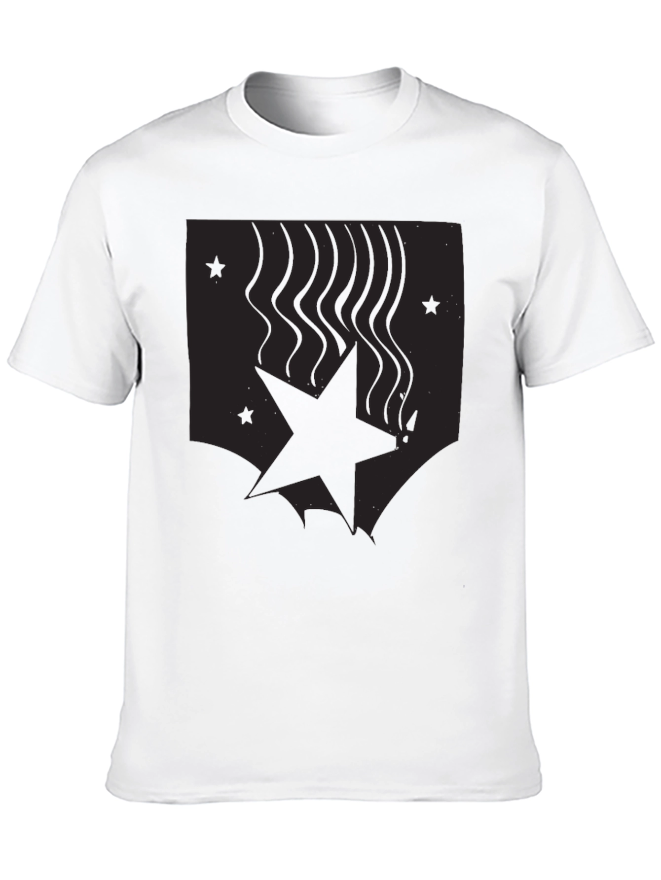 Black Men's Black Graphic Tee - Star Design view 10