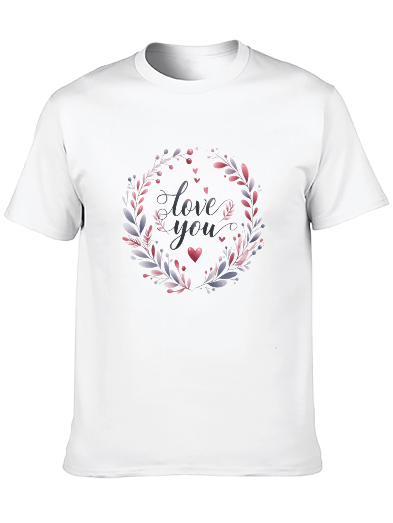 Black Love You Floral Wreath Black T-Shirt view 10