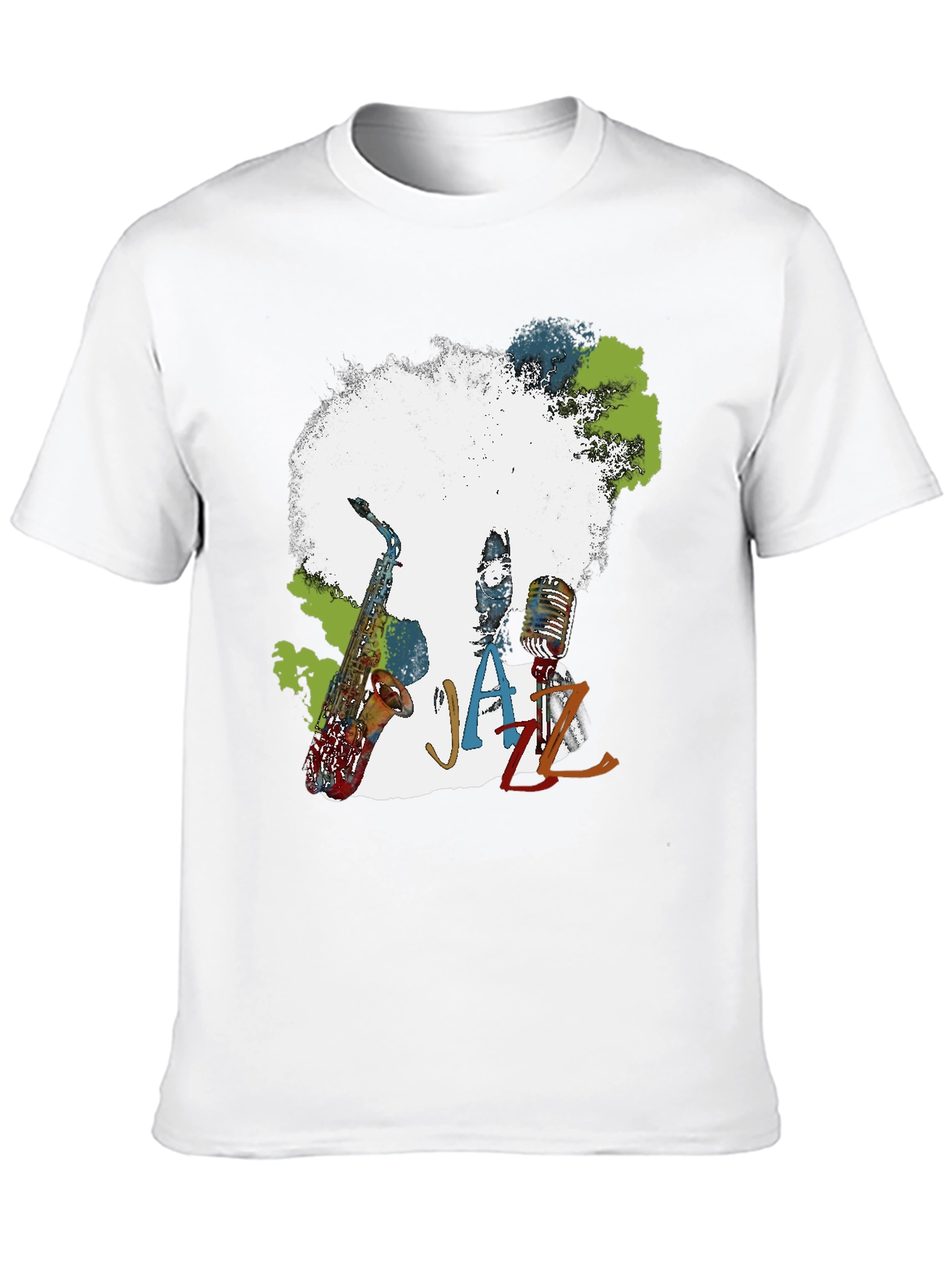 Black Jazz Music T-Shirt - Afro Saxophone Microphone view 10