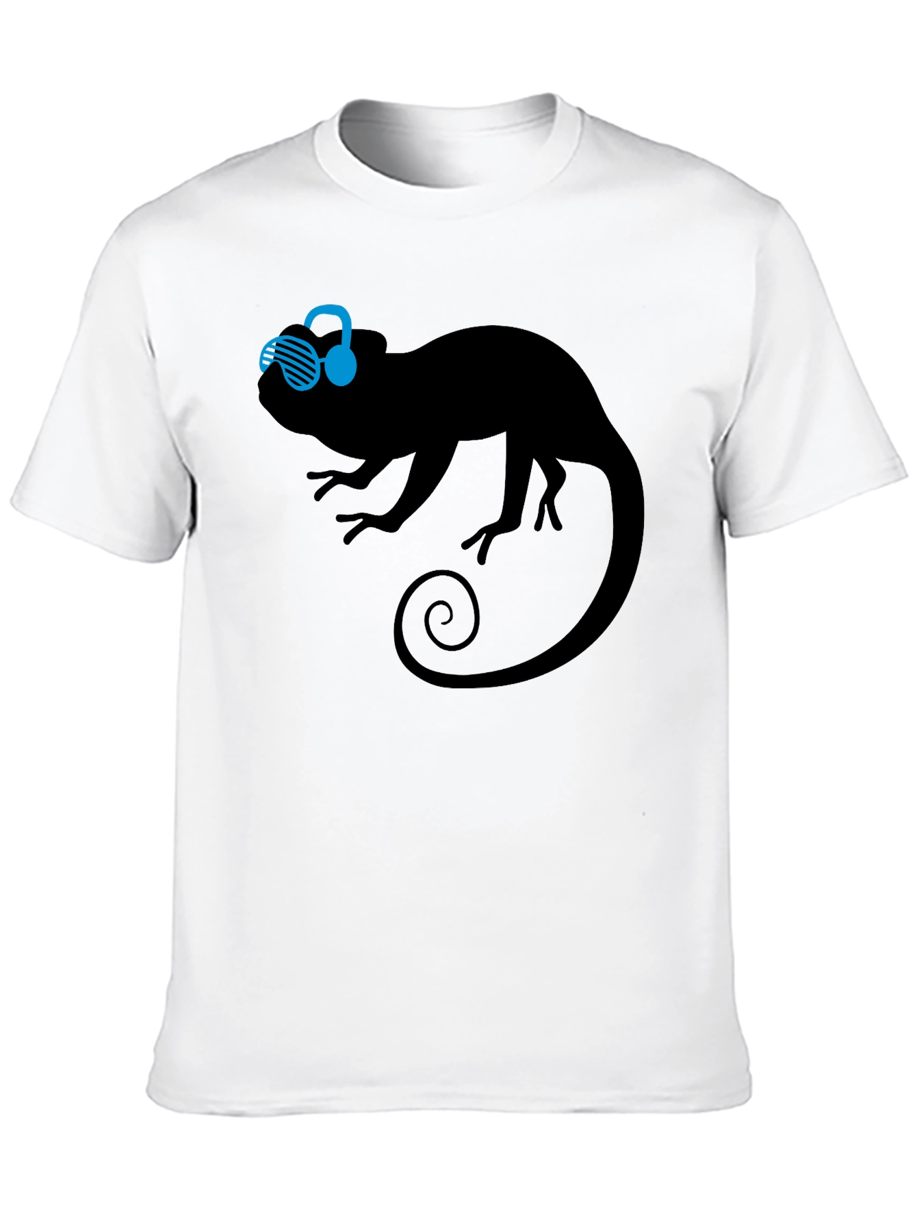 Black Cool Chameleon Graphic Tee - Black Cotton T-Shirt view 10