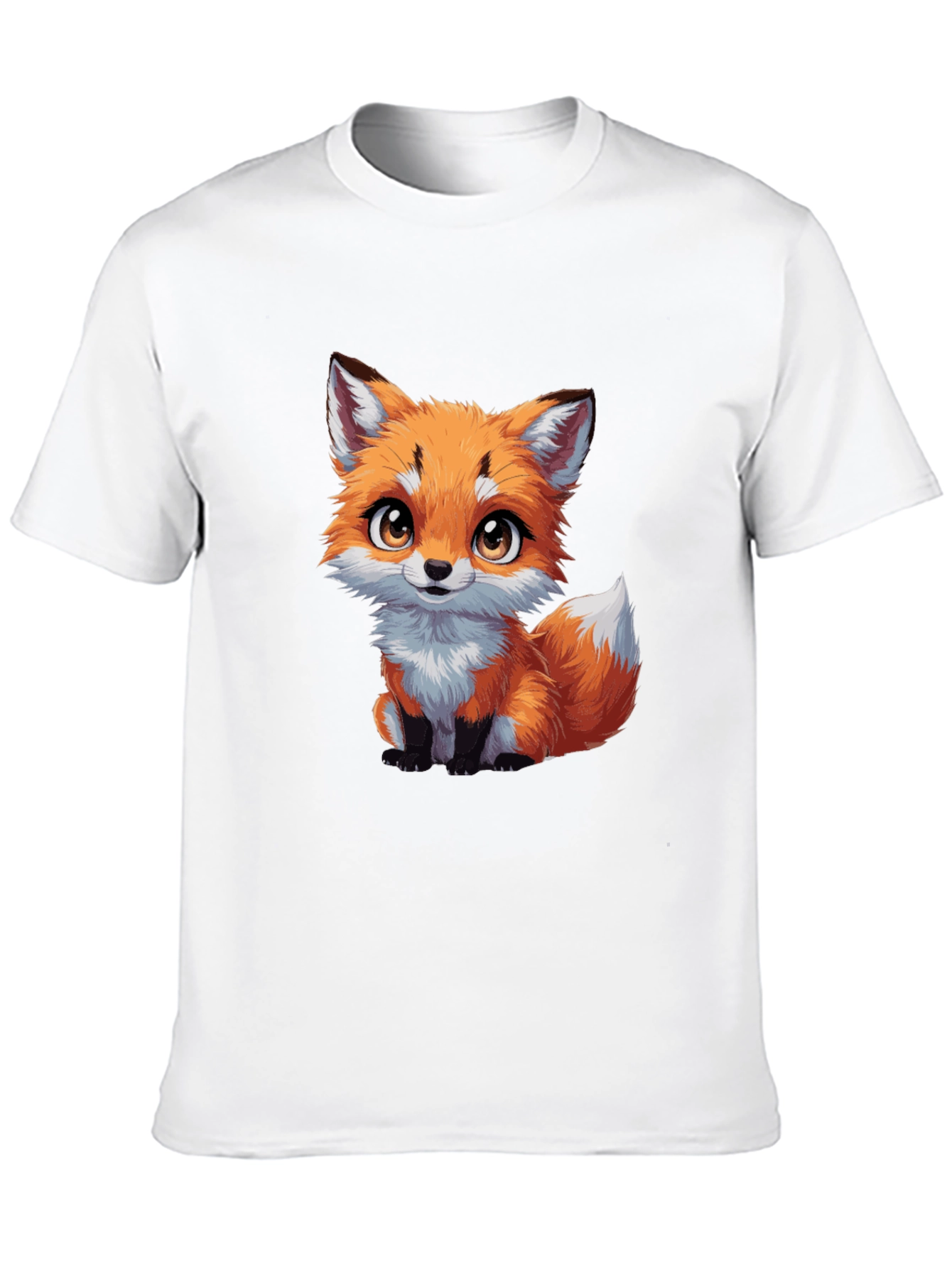 Black Cute Fox Graphic Tee - Black Cotton T-Shirt view 10