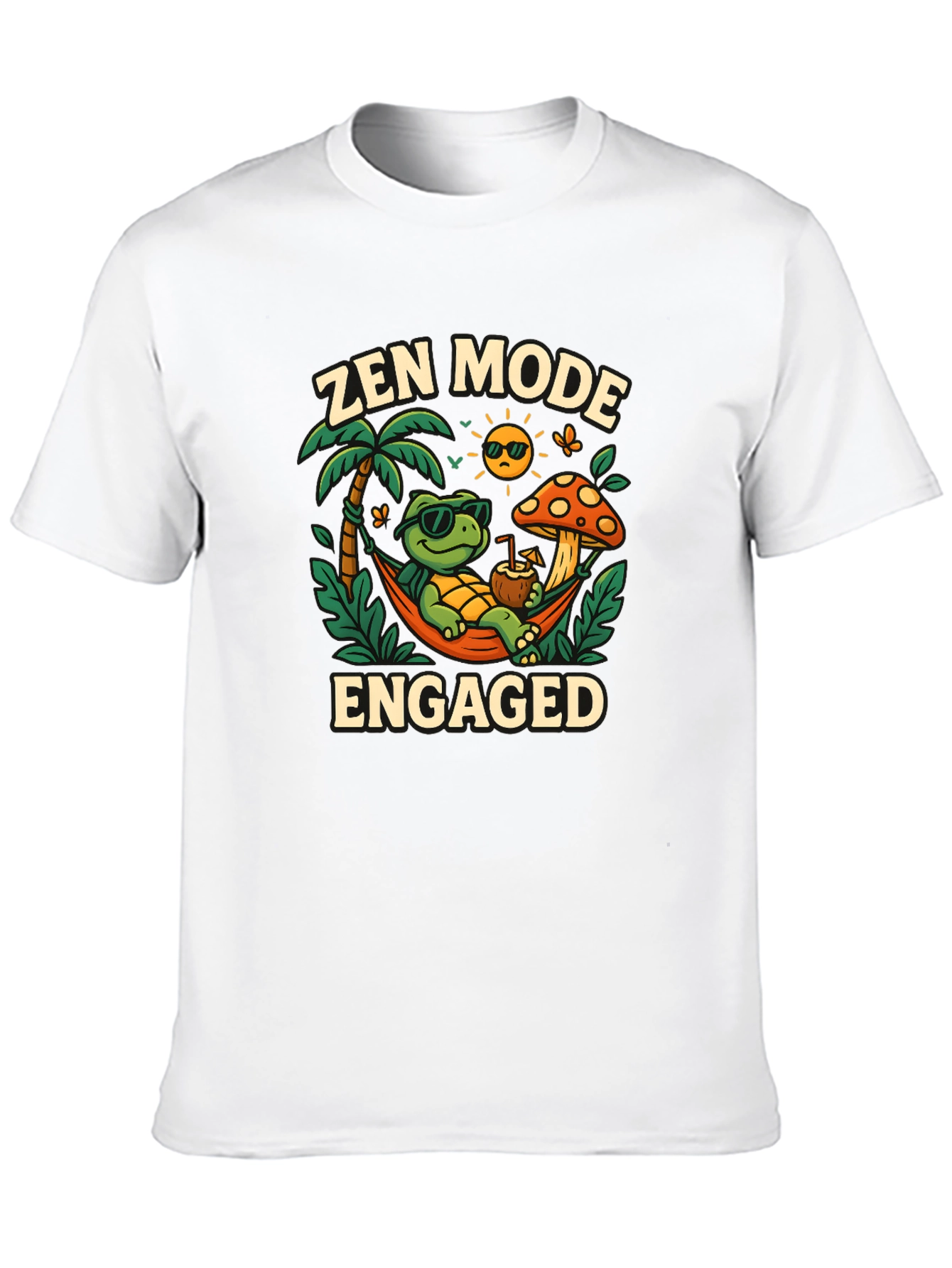 Black Zen Mode Engaged Graphic T-Shirt - Relaxed Turtle Design view 10