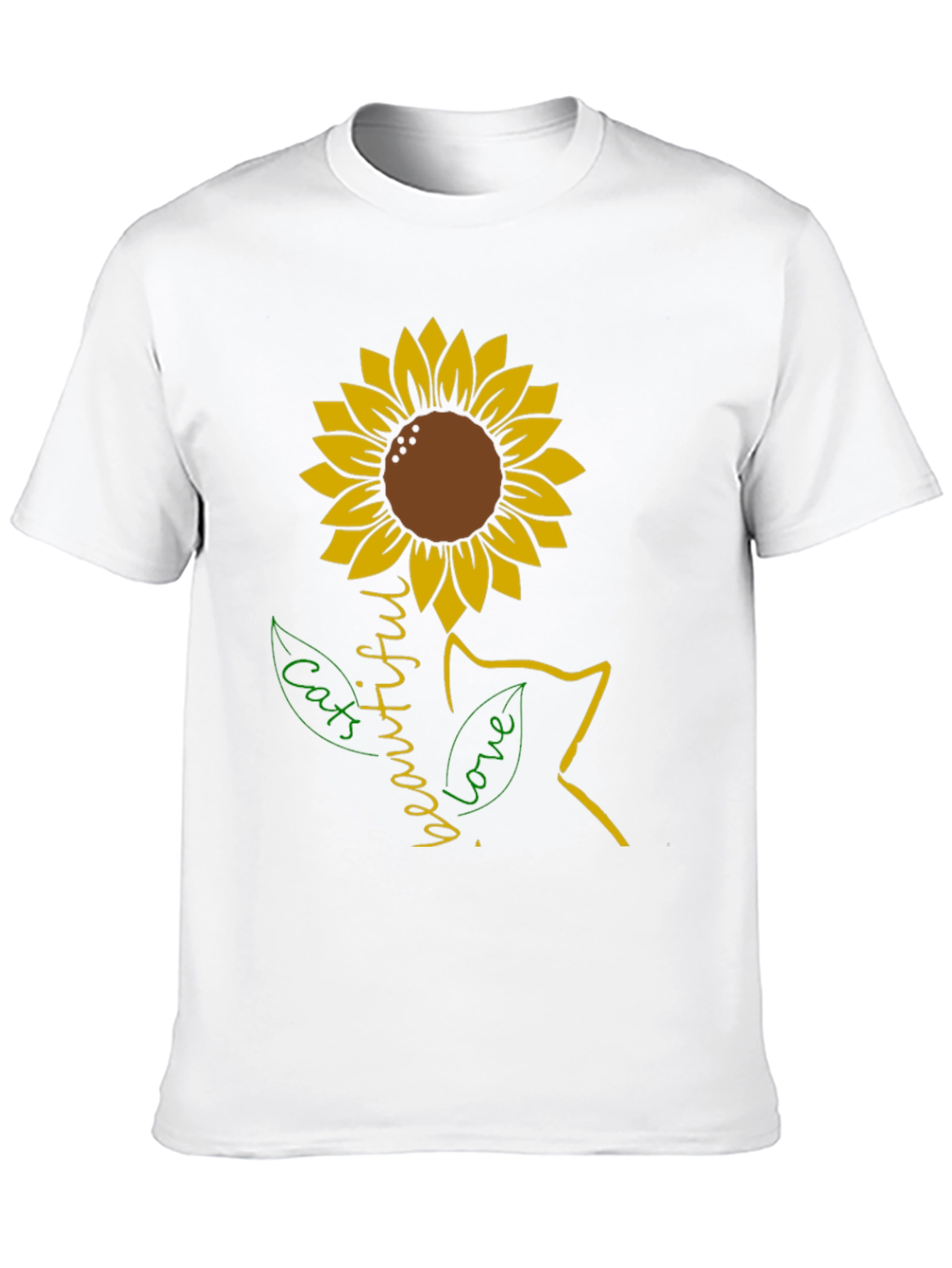 Black Sunflower Cat Lover T-Shirt view 10