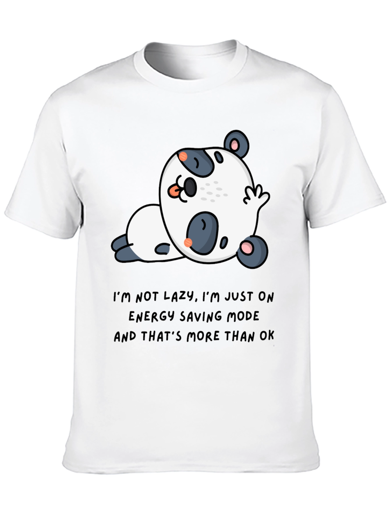 Black Lazy Panda Energy Saving Mode T-Shirt view 10