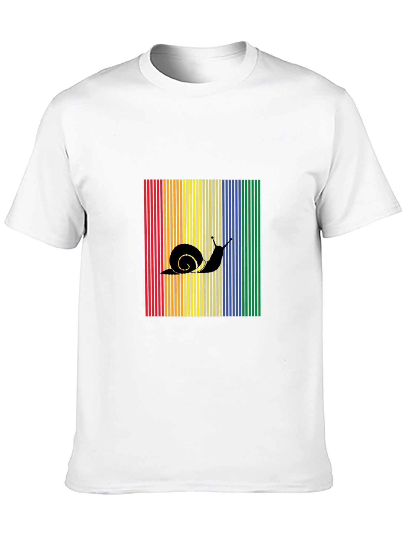 Black Snail Silhouette Rainbow Striped T-Shirt view 10