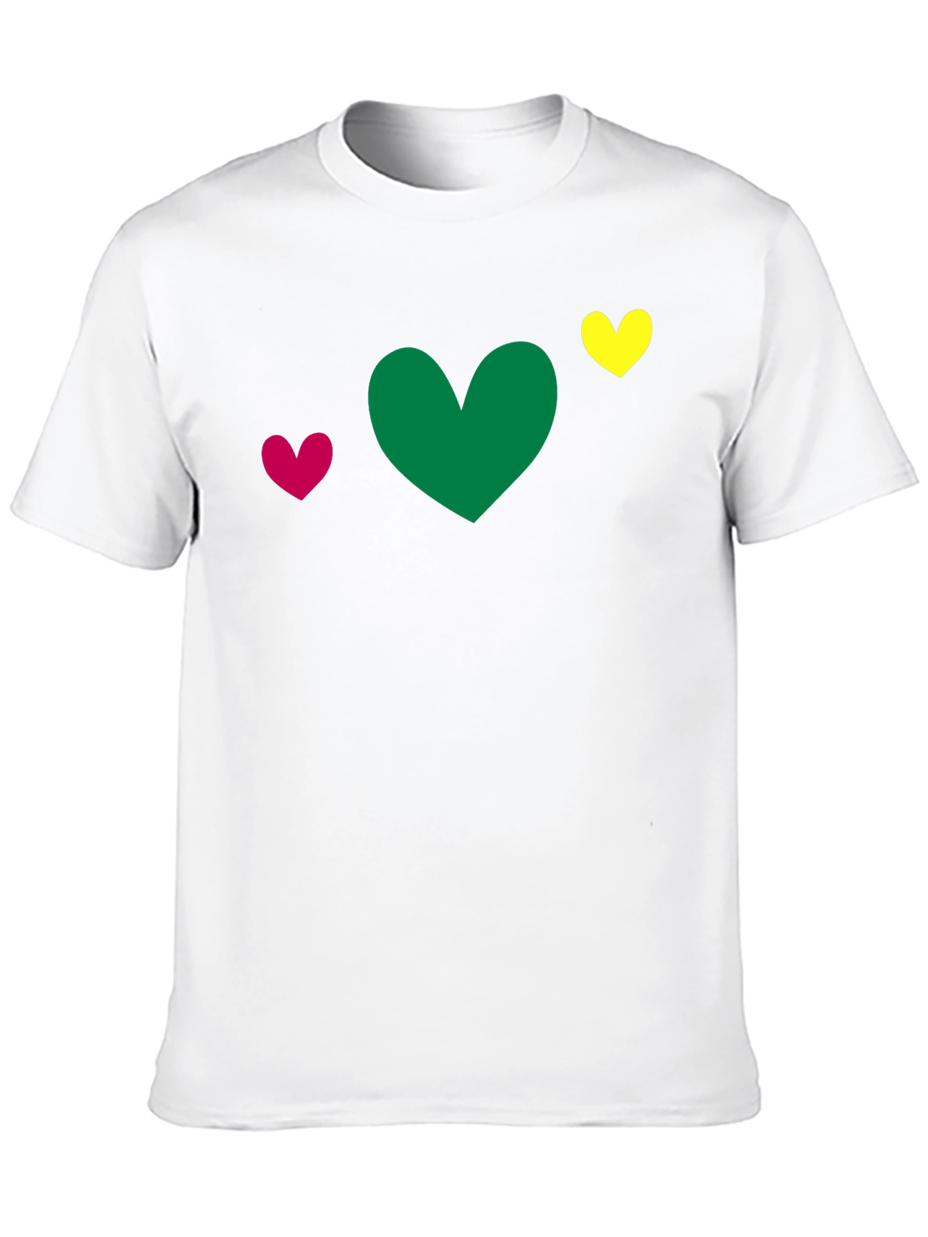 Black Heart Trio T-Shirt - Green, Pink, Yellow Hearts view 10