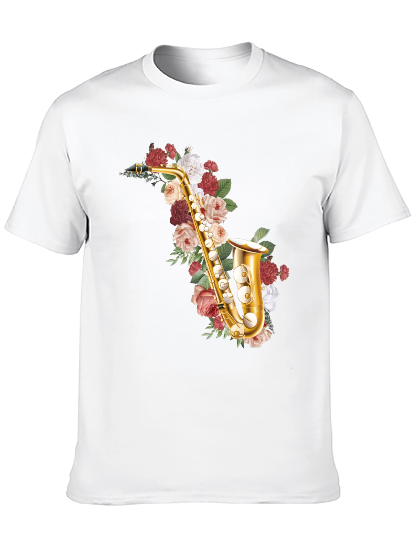 Black Floral Saxophone Graphic Tee view 10